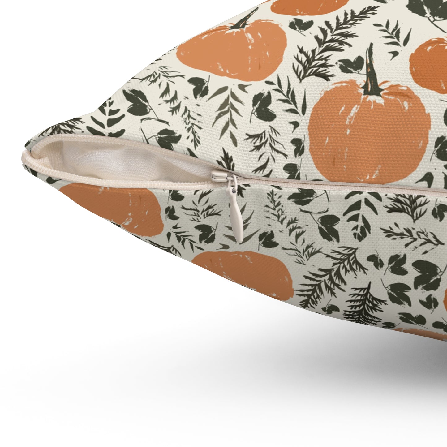 Pumpkin Patch Cream Fall/ Halloween Spun Polyester Square Pillow