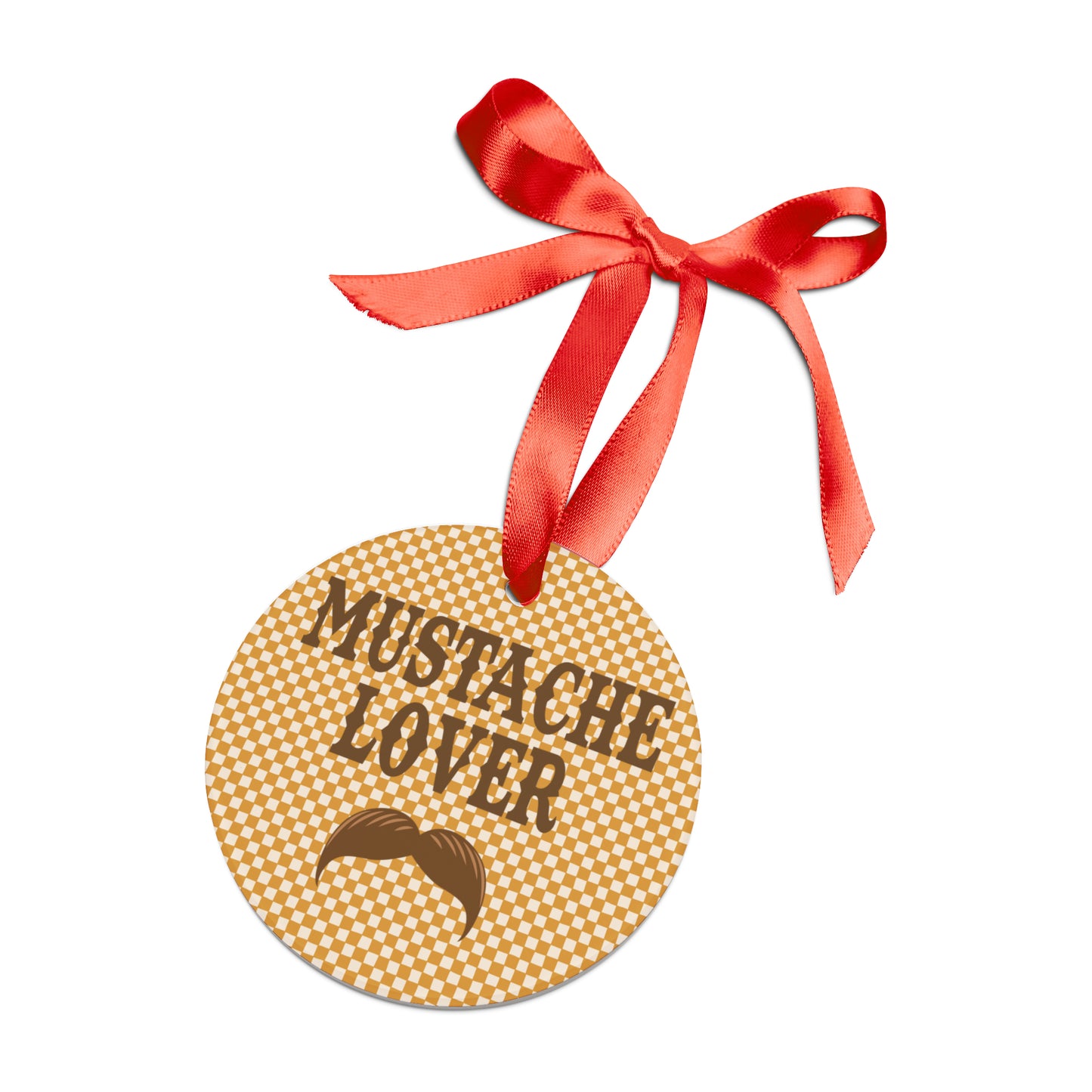 Mustache Lover Ornament with Ribbon
