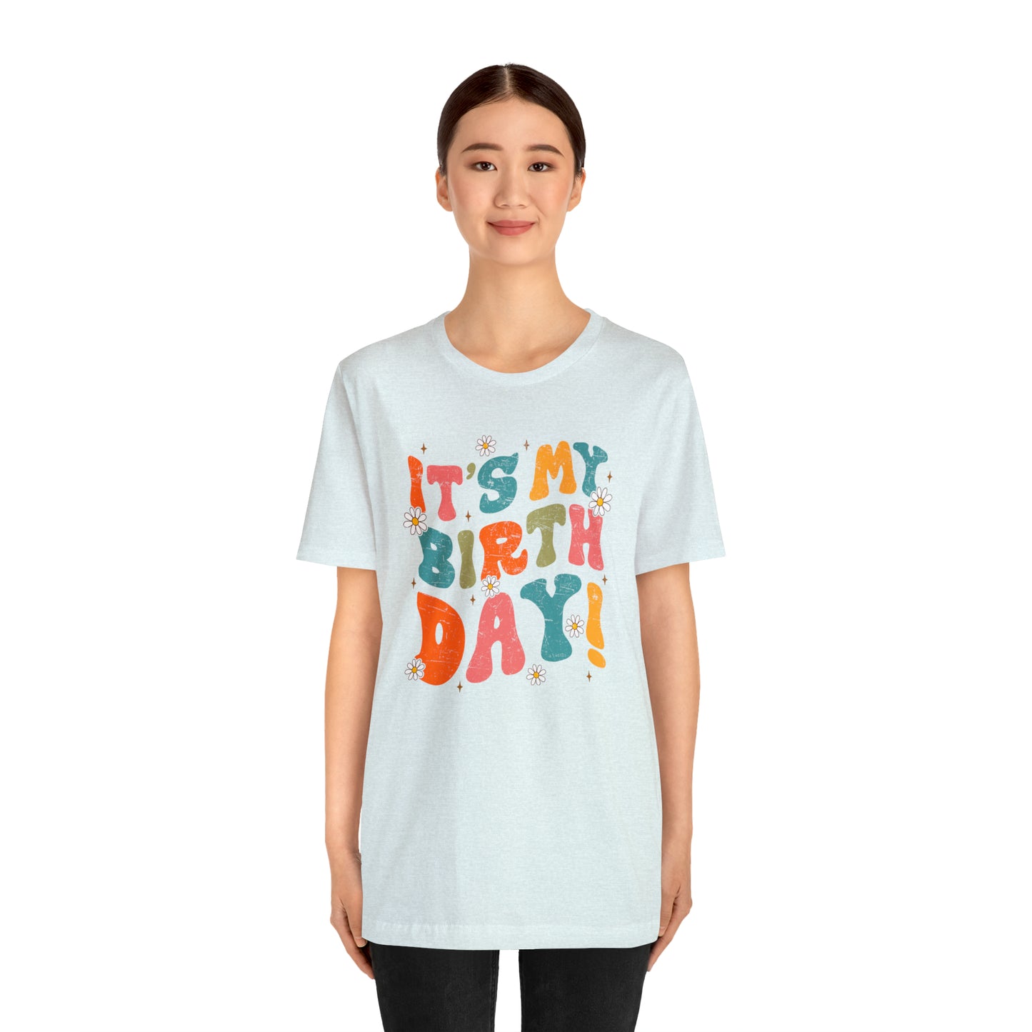 Distressed It's My Birthday Colorful Daisy T-Shirt
