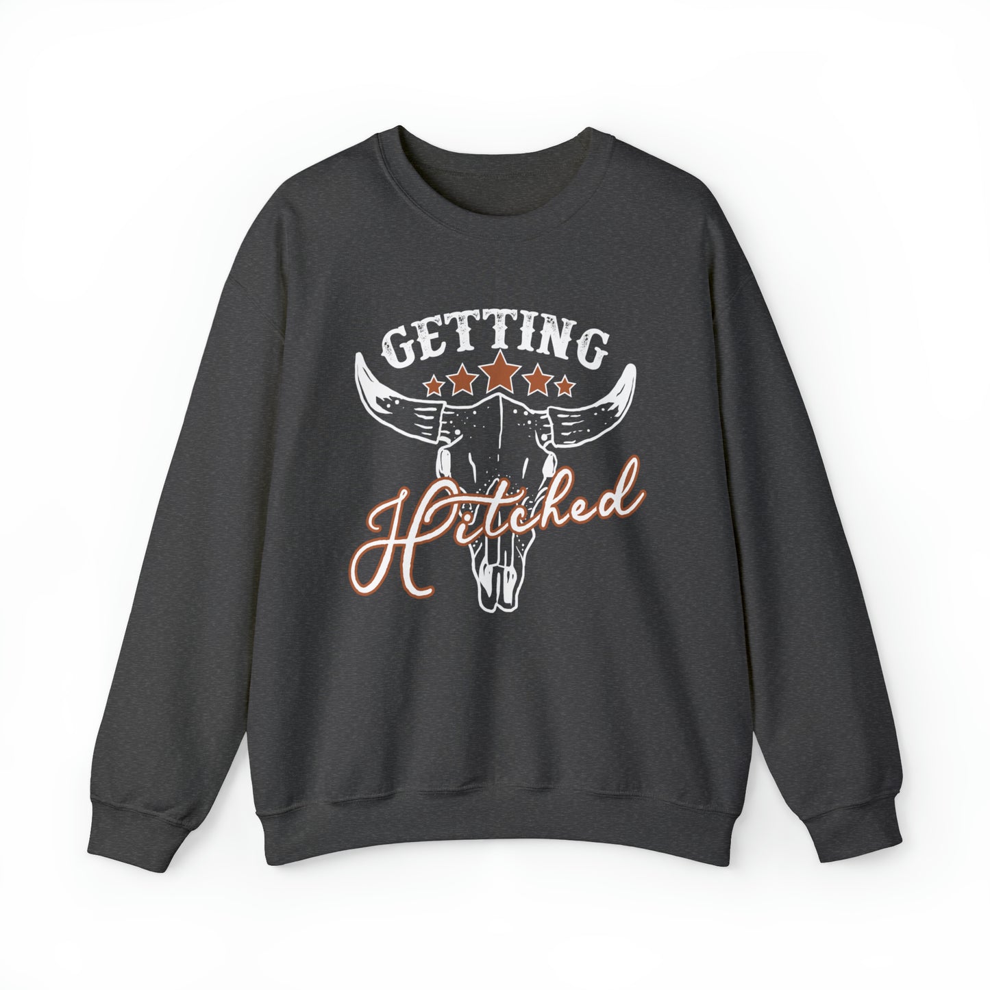 Vintage Getting Hitched Bride Unisex Heavy Blend™ Crewneck Sweatshirt - White Ink