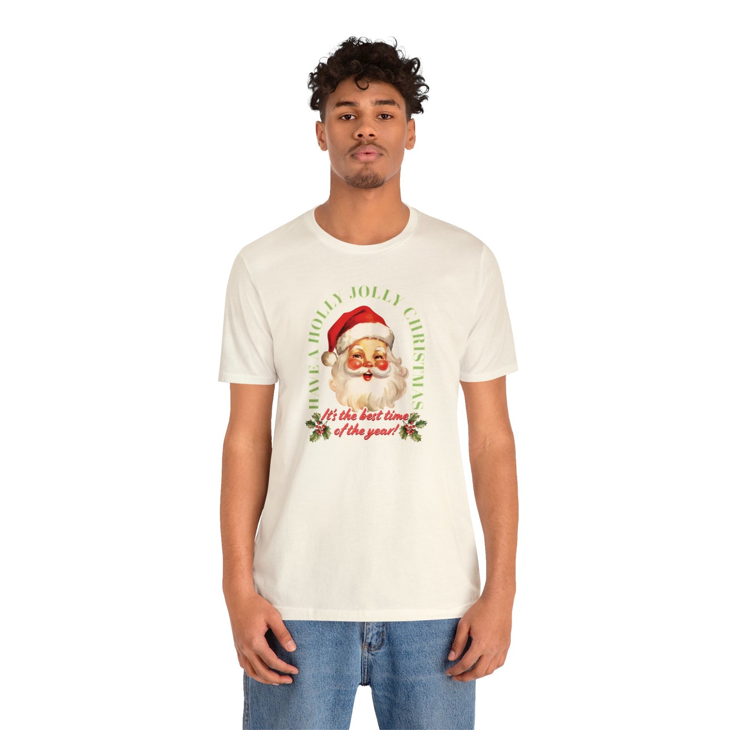 Have a Holly Jolly Christmas Arched Classic Santa Bella Jersey Short Sleeve Tee (Unisex)