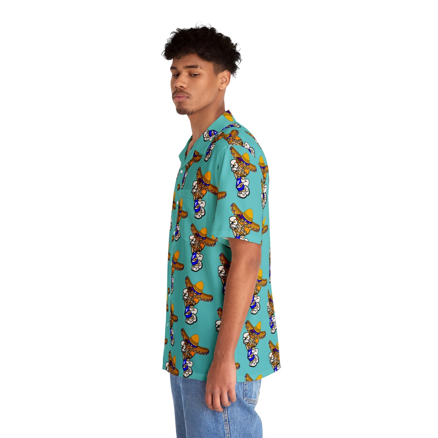 Freeburg Sombrero Midget Men's Hawaiian Shirt - Aqua Blue