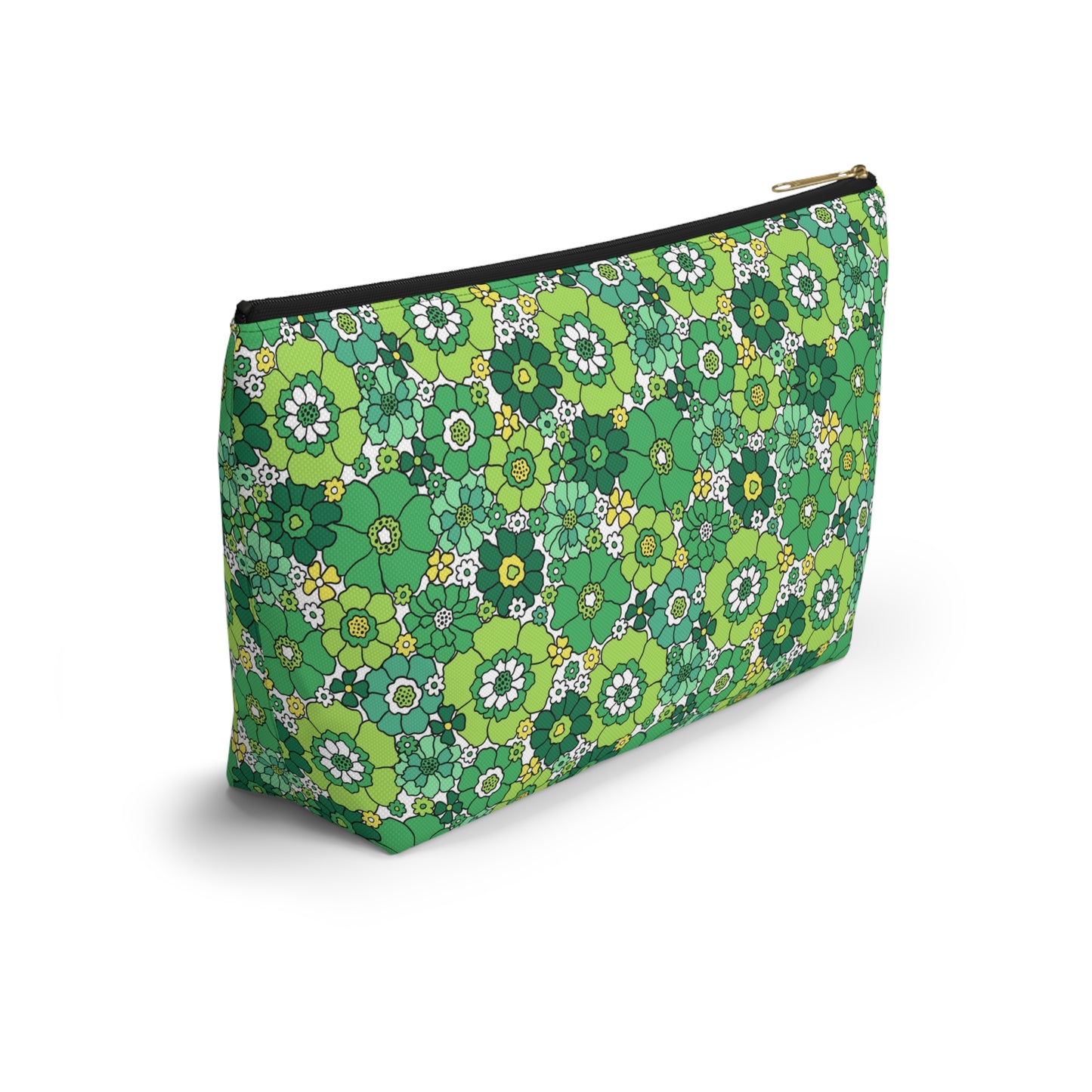 St. Patrick's Day Green Floral Print Design Accessory Pouch w T-bottom