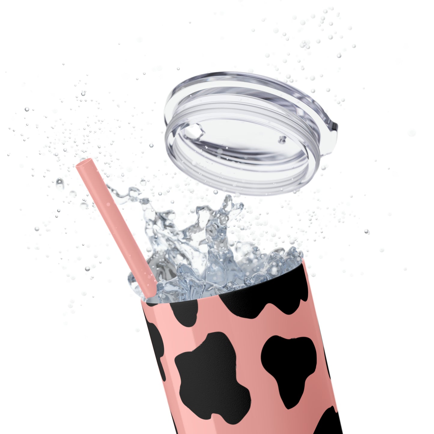 Country Cow Print Skinny Tumbler with Straw, 20oz