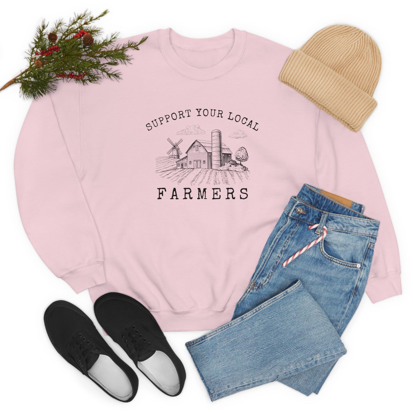 "Support Your Local Farmers - Wide Scene" - Unisex Heavy Blend™ Crewneck Sweatshirt