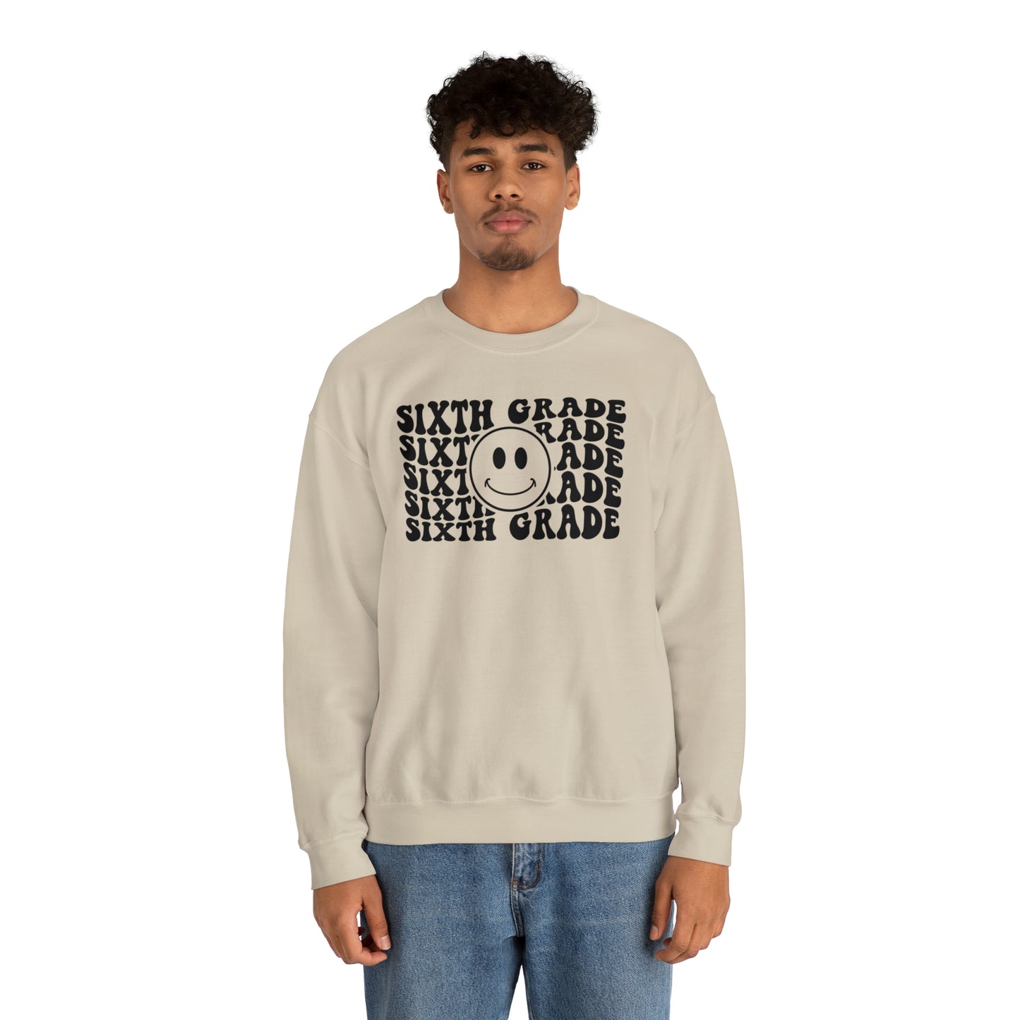 6th Grade Smiley Face Black Logo Unisex Heavy Blend™ Crewneck Sweatshirt
