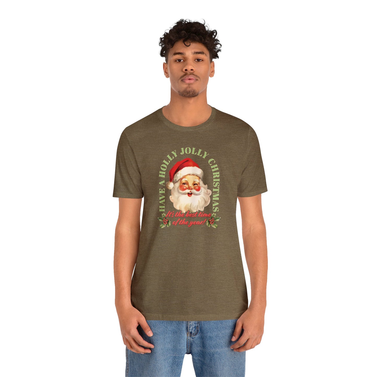 Have a Holly Jolly Christmas Arched Classic Santa Bella Jersey Short Sleeve Tee (Unisex)