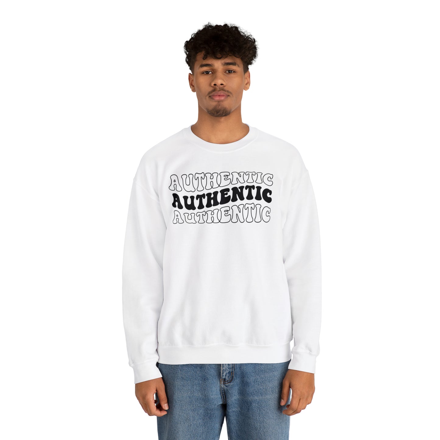 "Authentic" Black Logo Unisex Heavy Blend™ Crewneck Sweatshirt