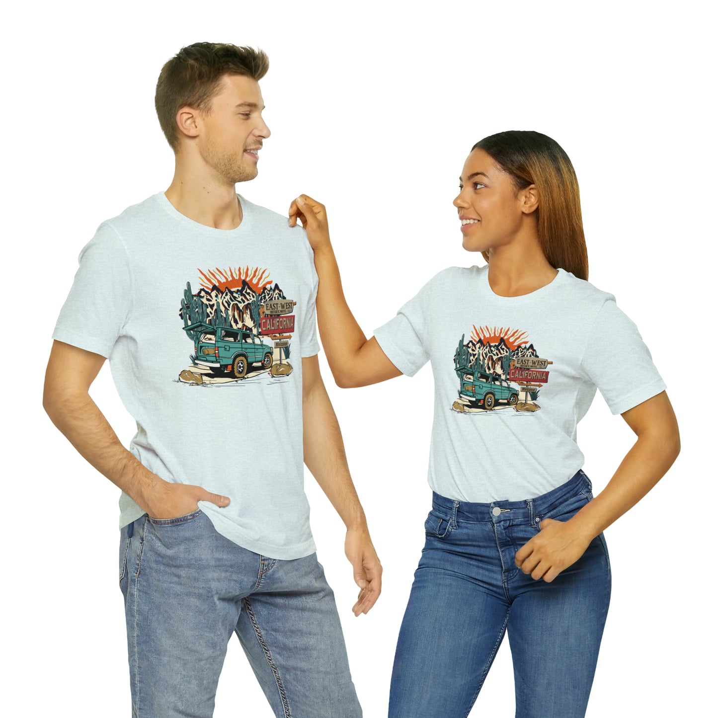 Vintage Mountain Scene with Bronco Unisex Jersey Short Sleeve Tee