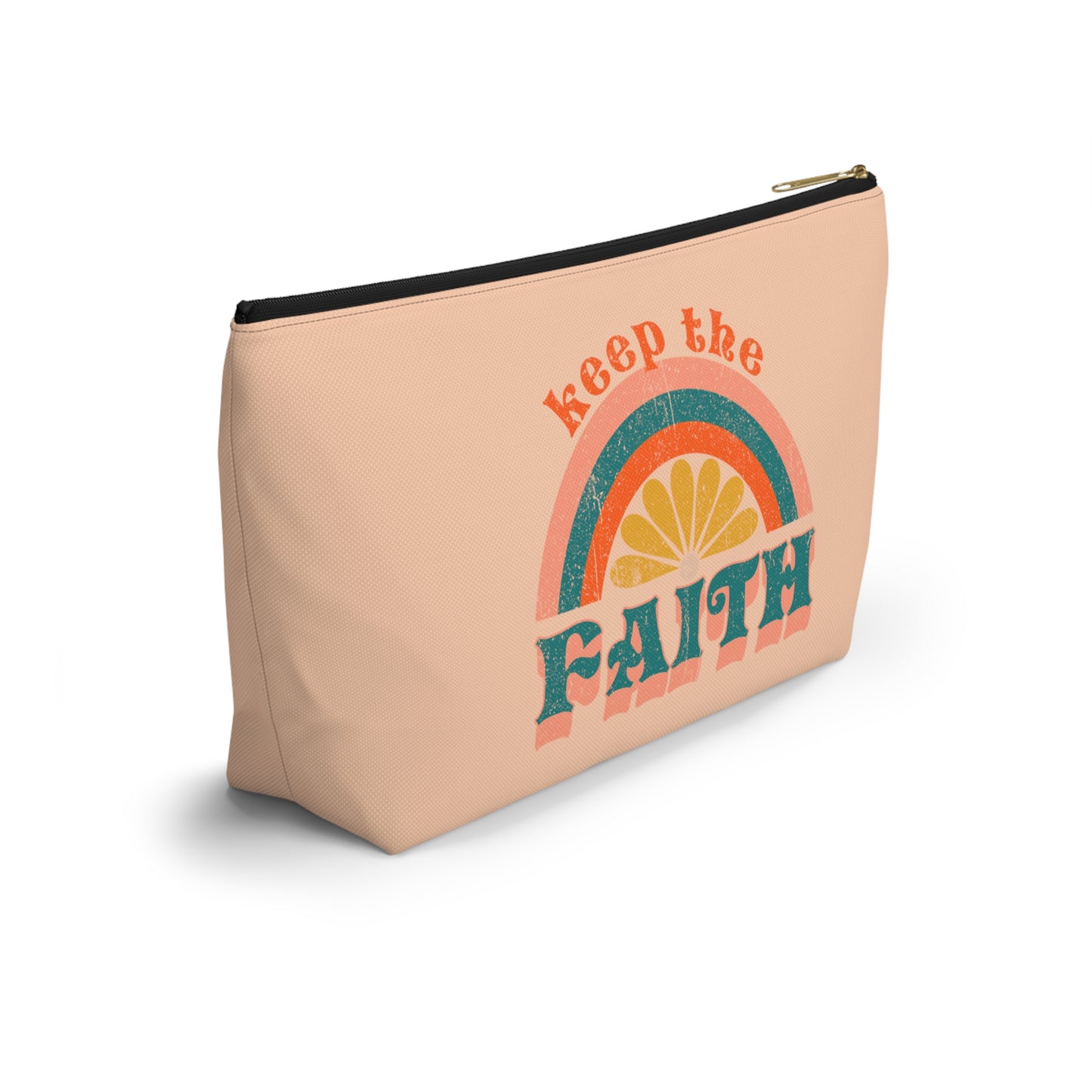 Christian Keep the Faith Print Design Accessory Pouch w T-bottom