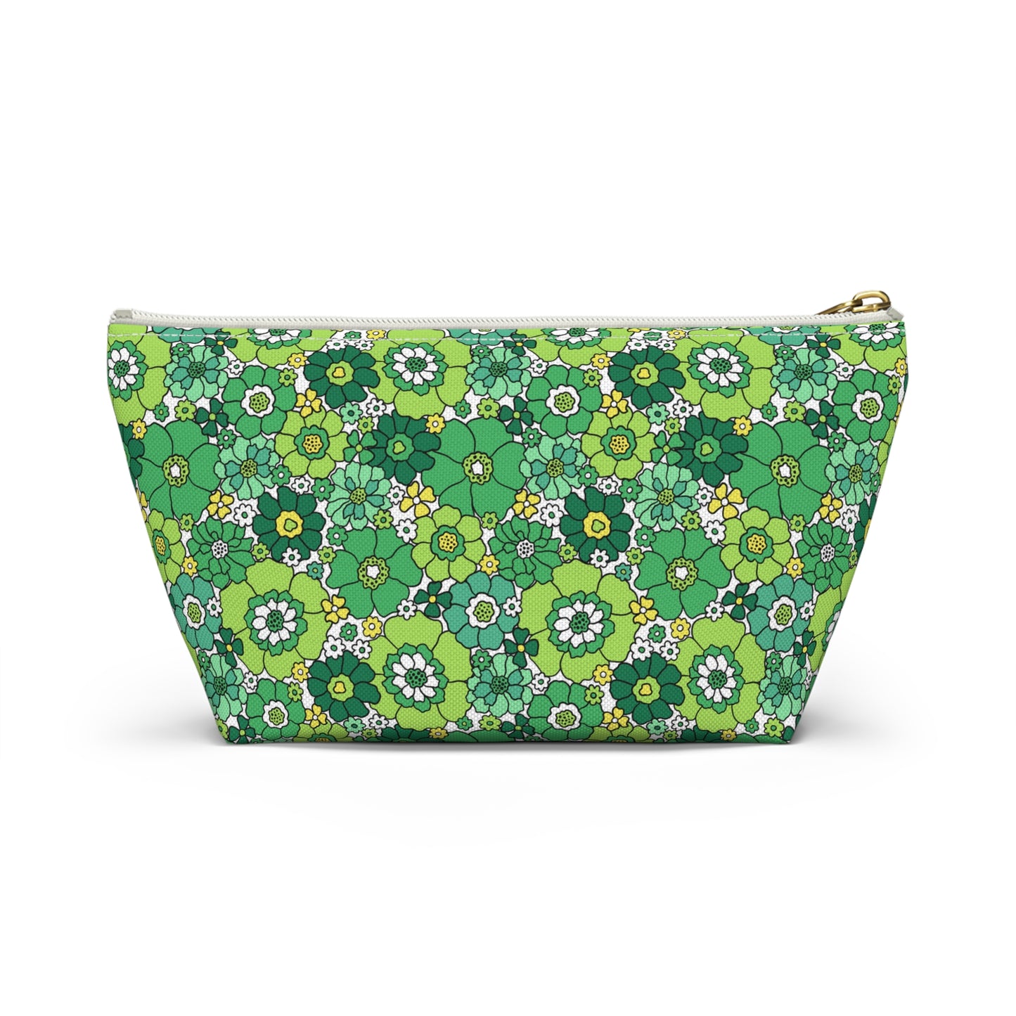 St. Patrick's Day Green Floral Print Design Accessory Pouch w T-bottom