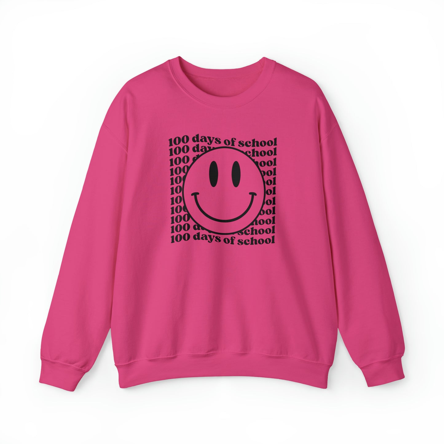 100 Days of School Smiley Face Heavyweight Crewneck Sweatshirt