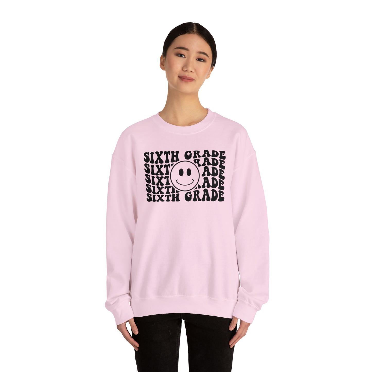 6th Grade Smiley Face Black Logo Unisex Heavy Blend™ Crewneck Sweatshirt