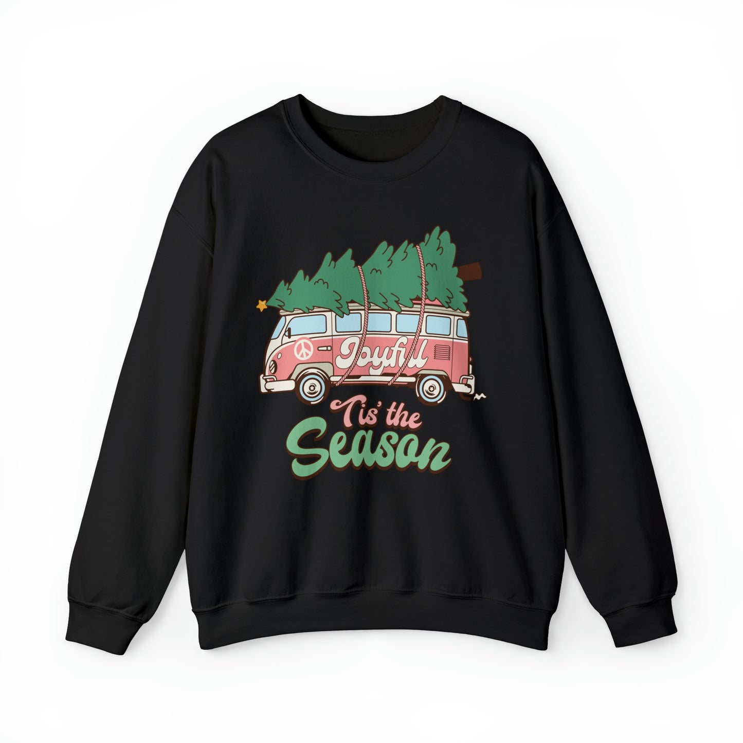 Tis the Season Retro Christmas Van Unisex Heavy Blend™ Crewneck Sweatshirt