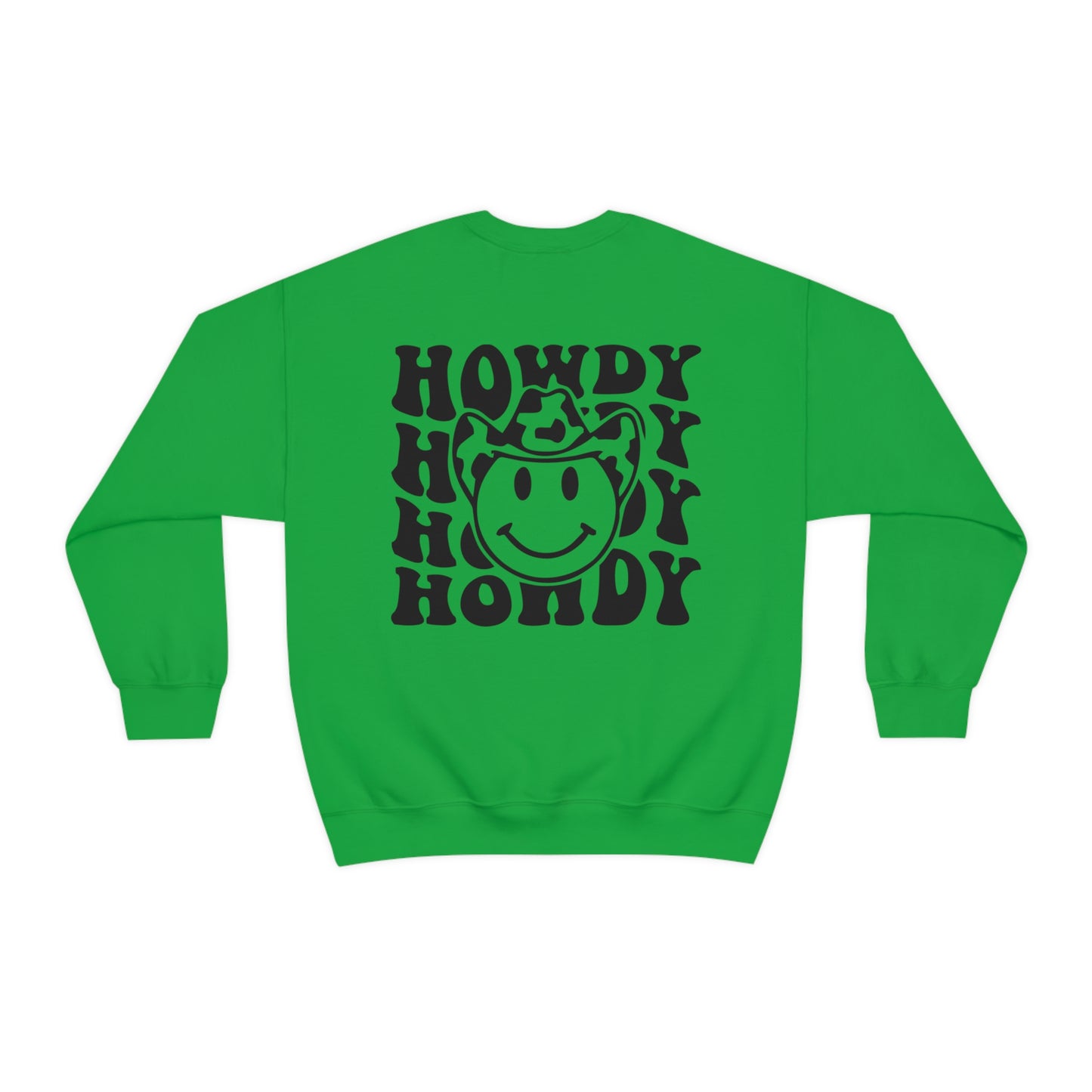 "Smiley Face HOWDY" (Front and Back Design) - Unisex Heavy Blend™ Crewneck Sweatshirt