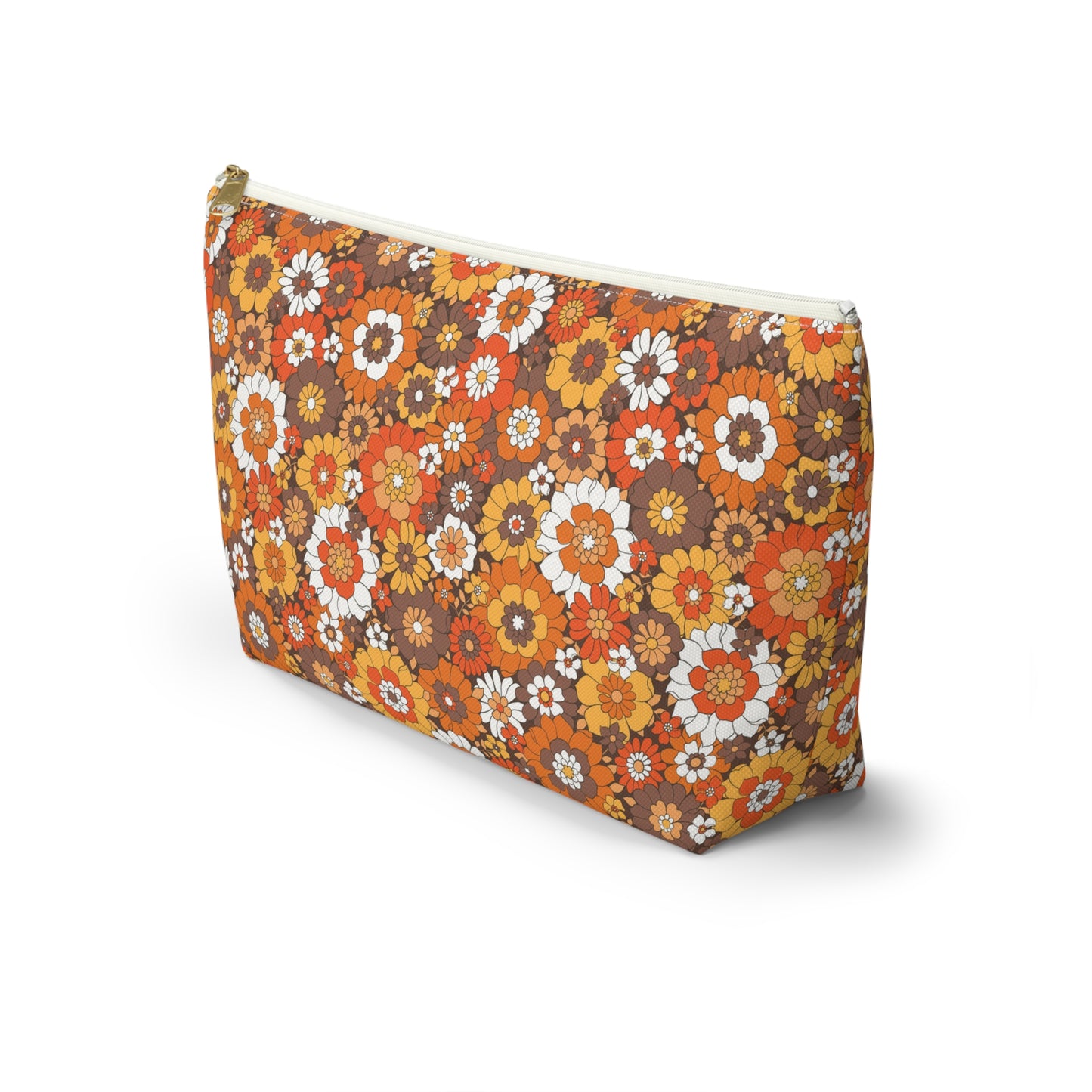 Rustic Retro Floral Print Design  Accessory Pouch w T-bottom