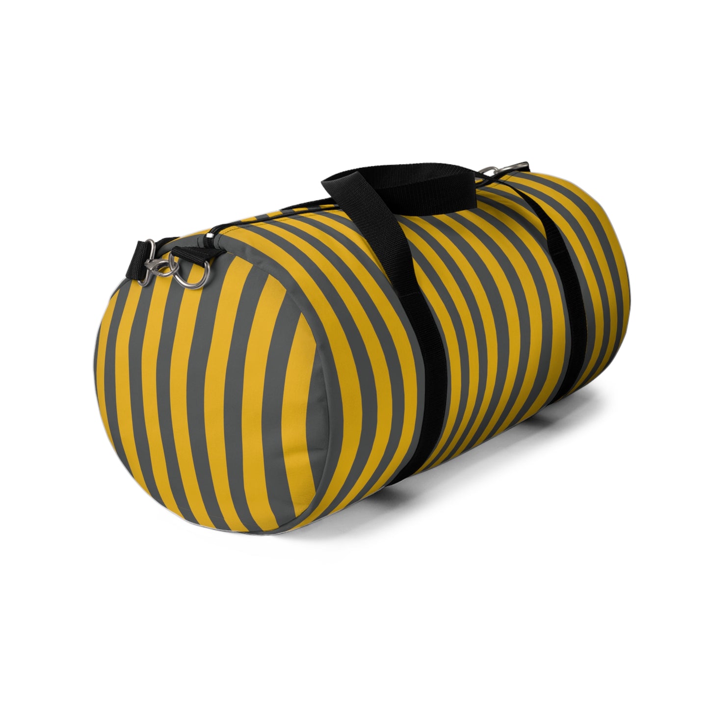 Yellow and Gray Striped Duffel Bag