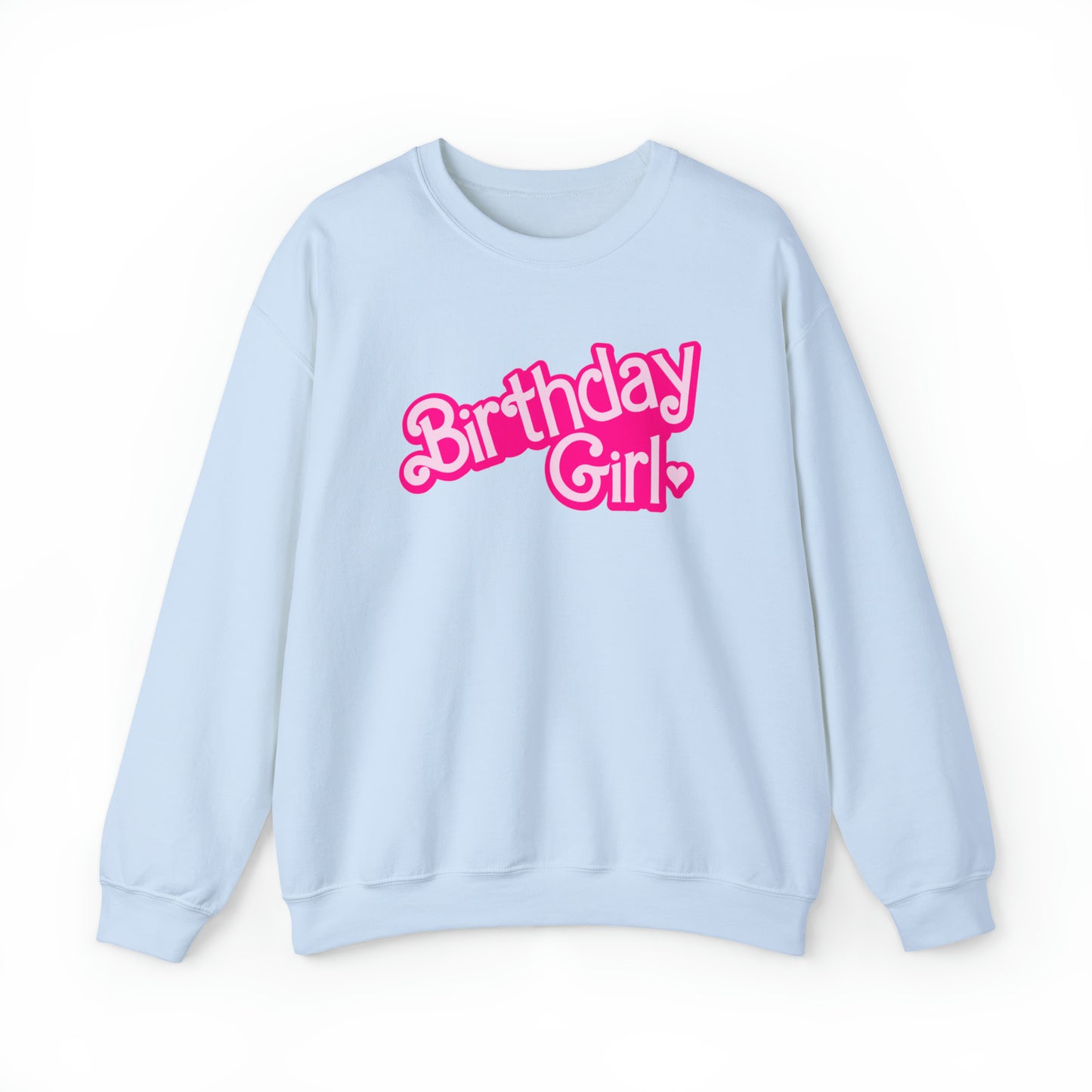 Birthday Girl with Hot Pink Barbie Font Heavy Blend™ Crewneck Sweatshirt