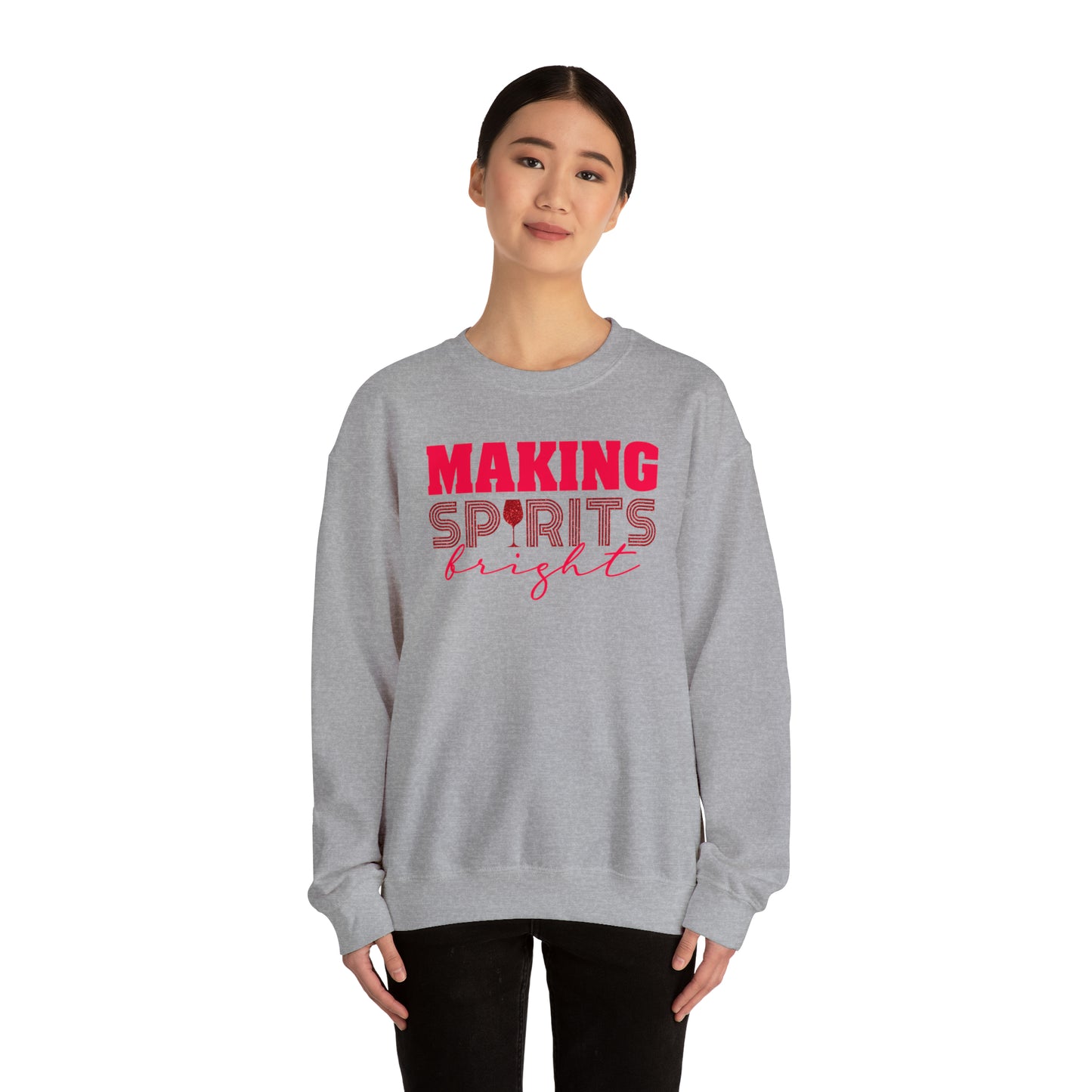 Making SPIRITS Bright Christmas Holiday Drink Up Unisex Heavy Blend™ Crewneck Sweatshirt