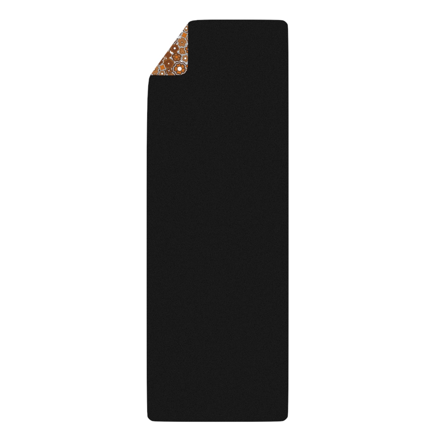 Flower Power Retro Brown Pattern Rubber Yoga Mat