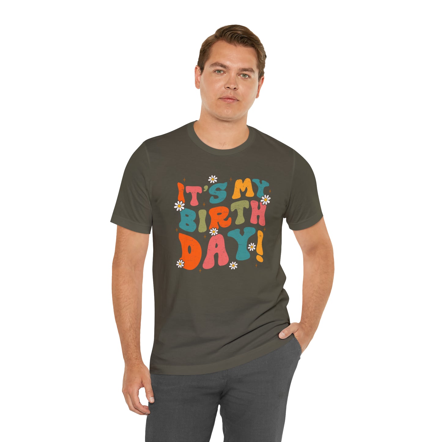 Distressed It's My Birthday Colorful Daisy T-Shirt