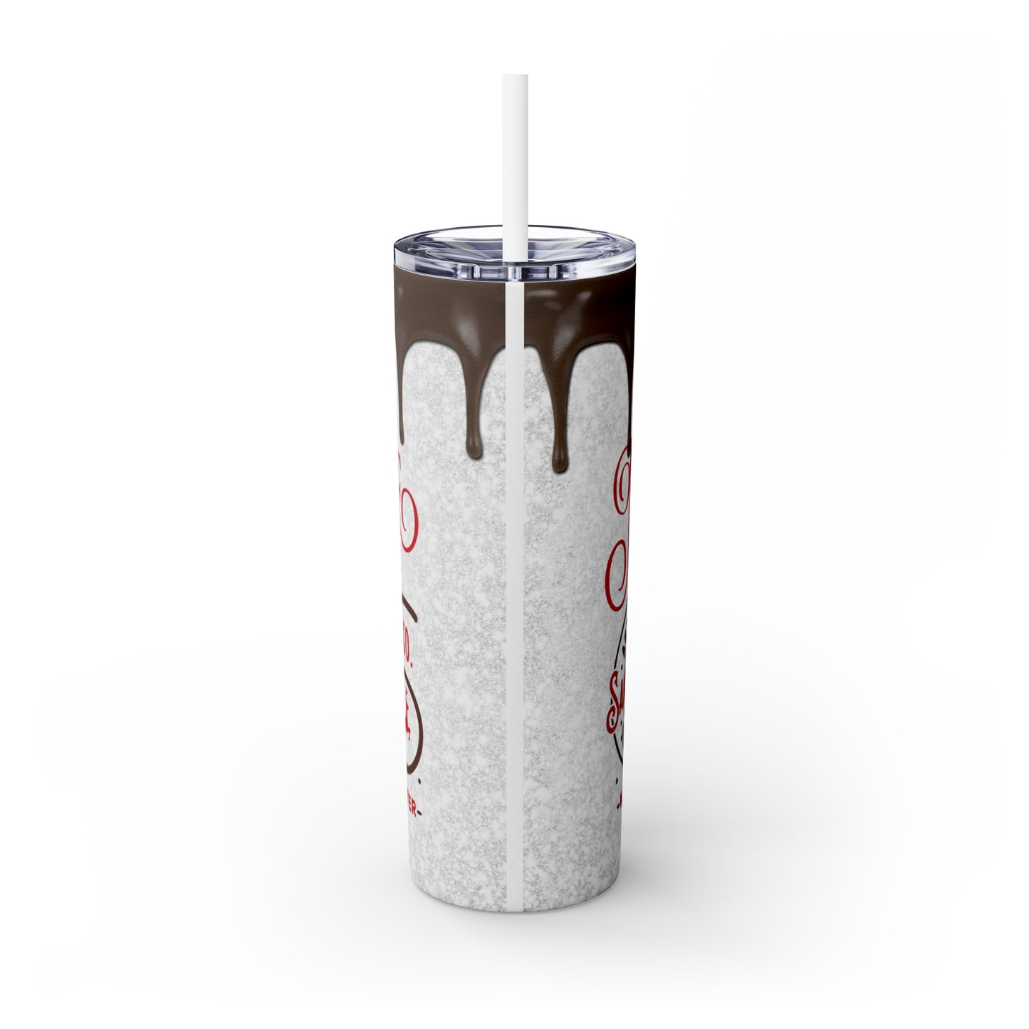 North Pole Santa Claus Hot Chocolate Co. Christmas/ Holiday Skinny Tumbler with Straw, 20oz