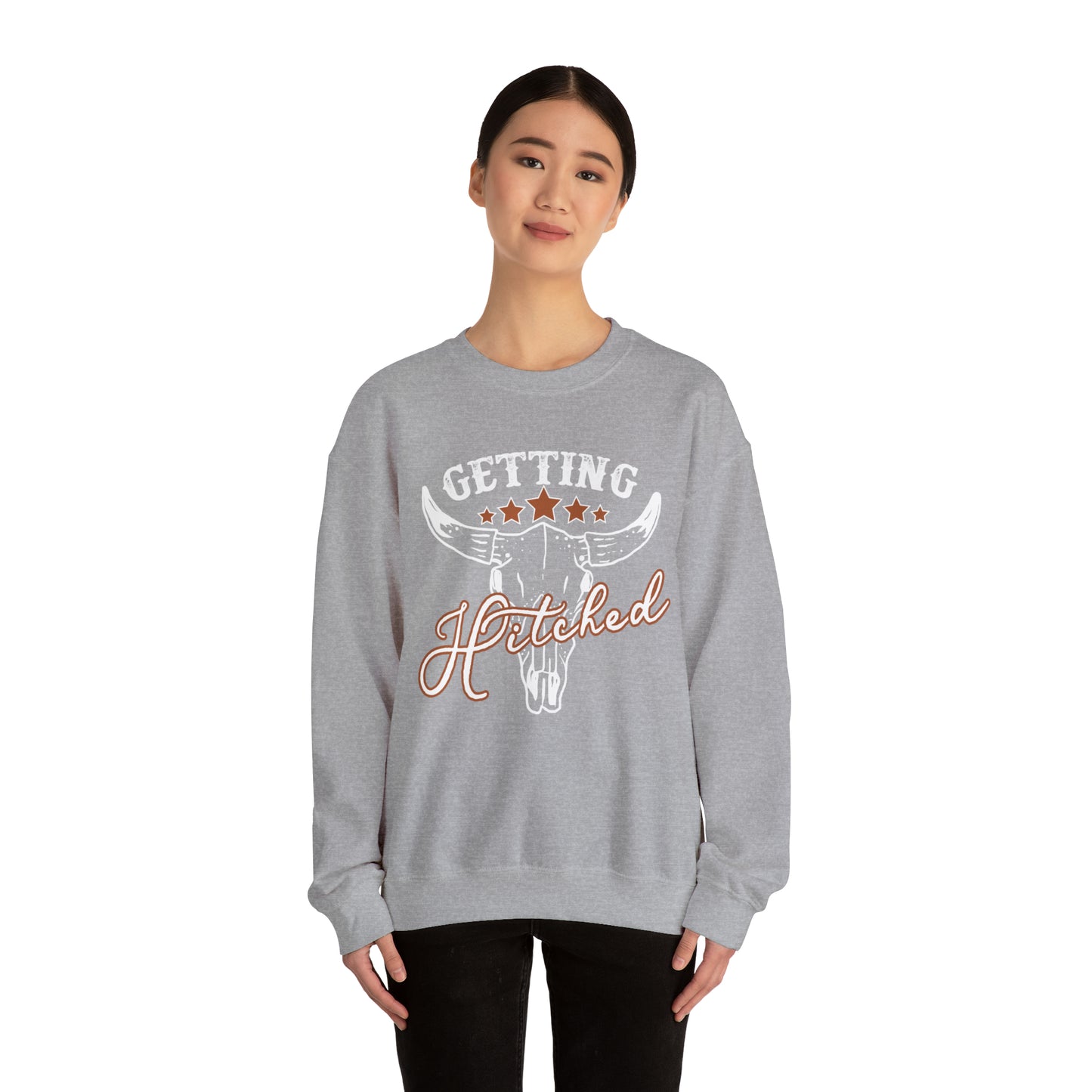 Vintage Getting Hitched Bride Unisex Heavy Blend™ Crewneck Sweatshirt - White Ink