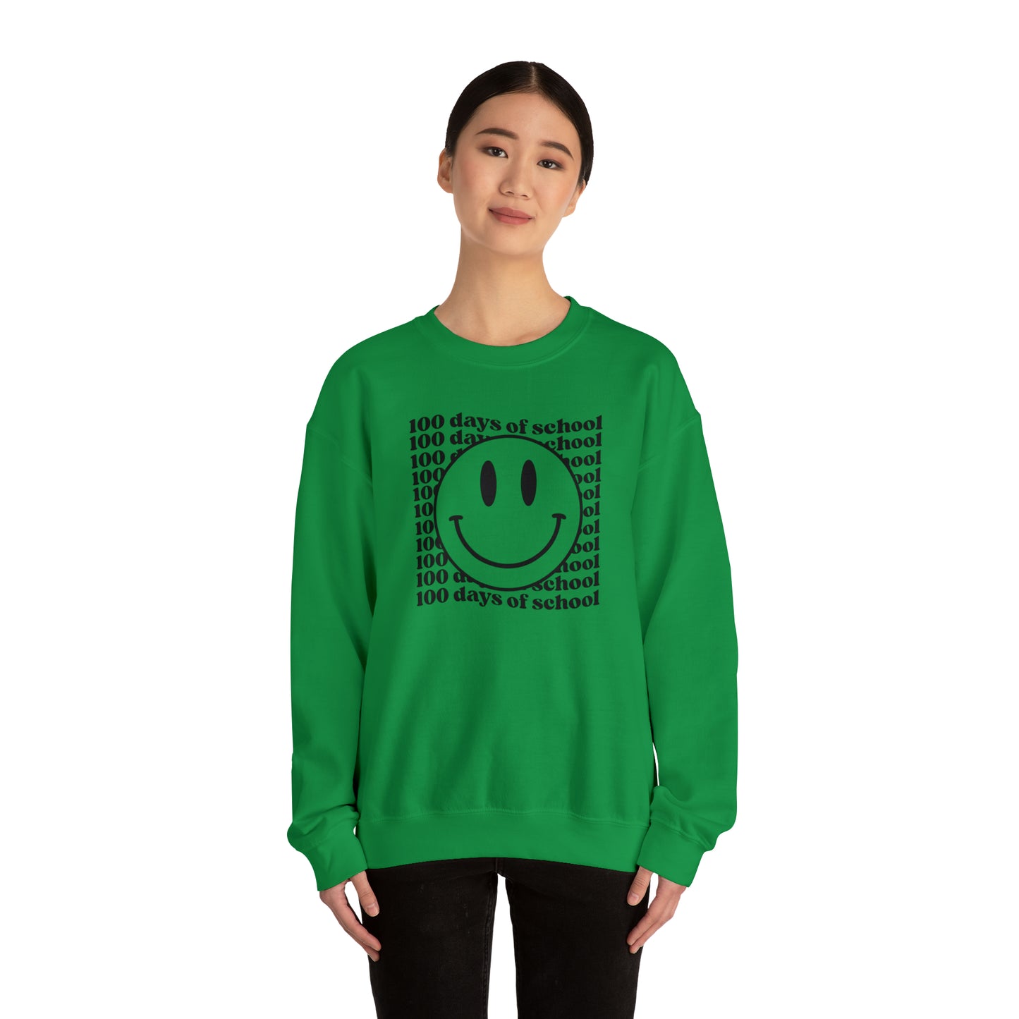 100 Days of School Smiley Face Heavyweight Crewneck Sweatshirt
