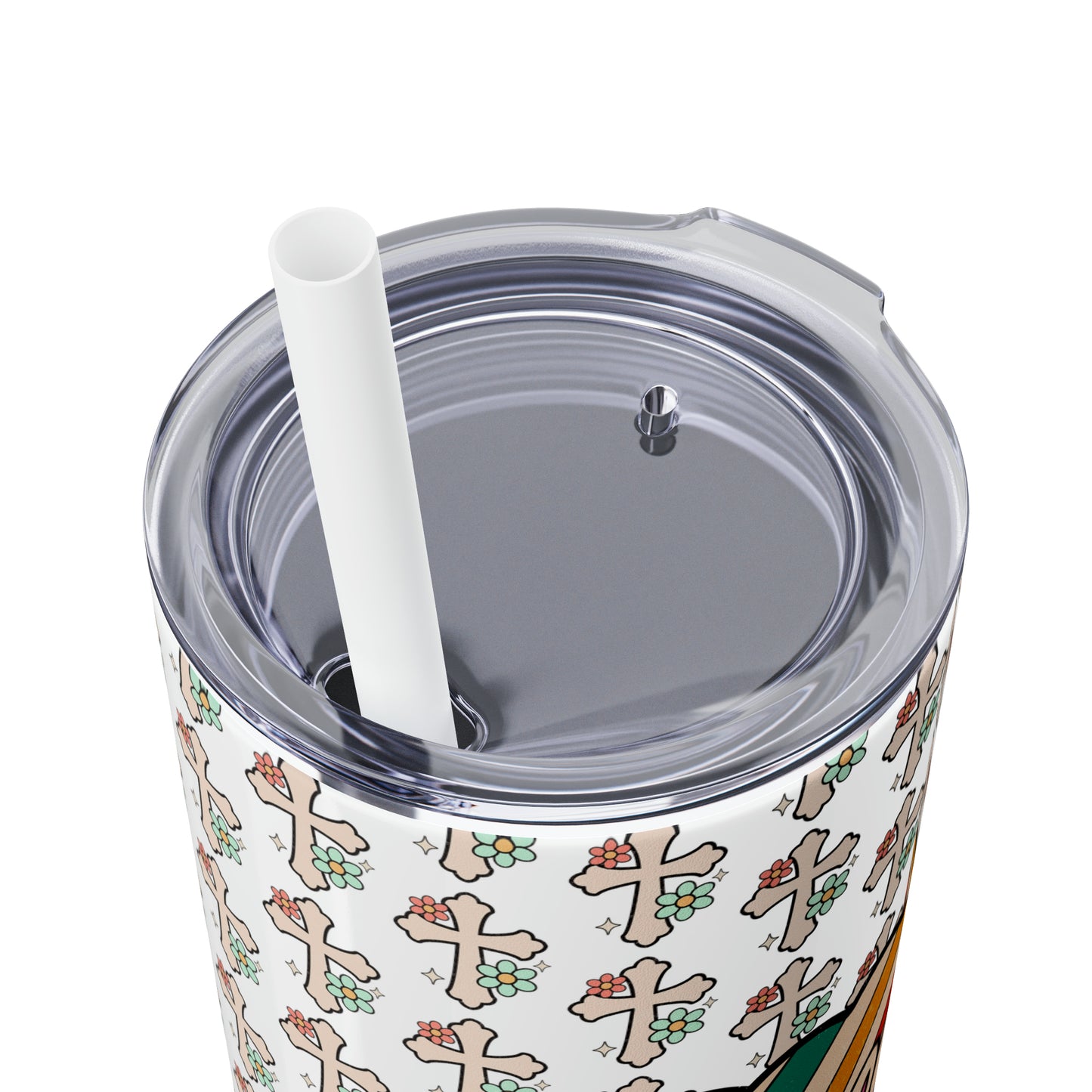 Grow in Grace with Daisy Crosses Christian Skinny Tumbler with Straw, 20oz