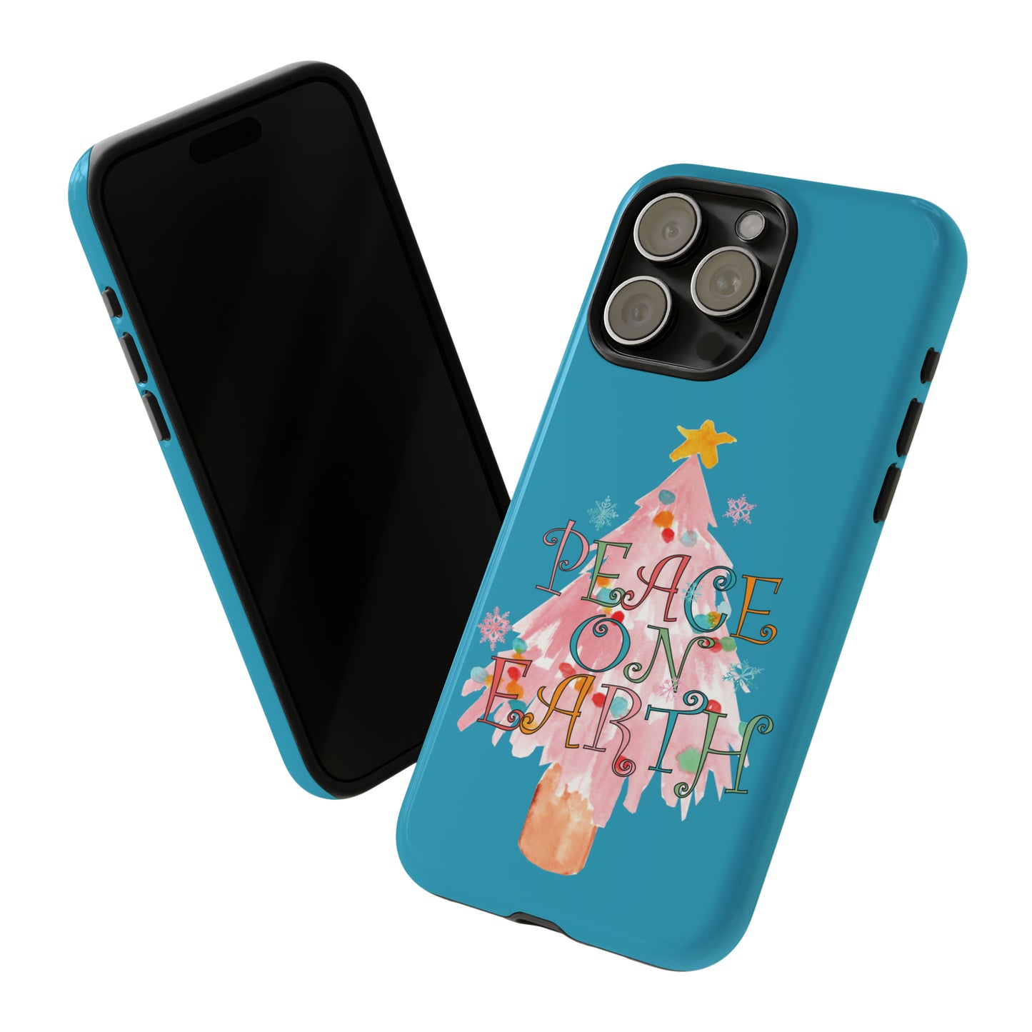 Peace on Earth Christmas/ Holiday Apple iPhone Tough Cases - Turquoise