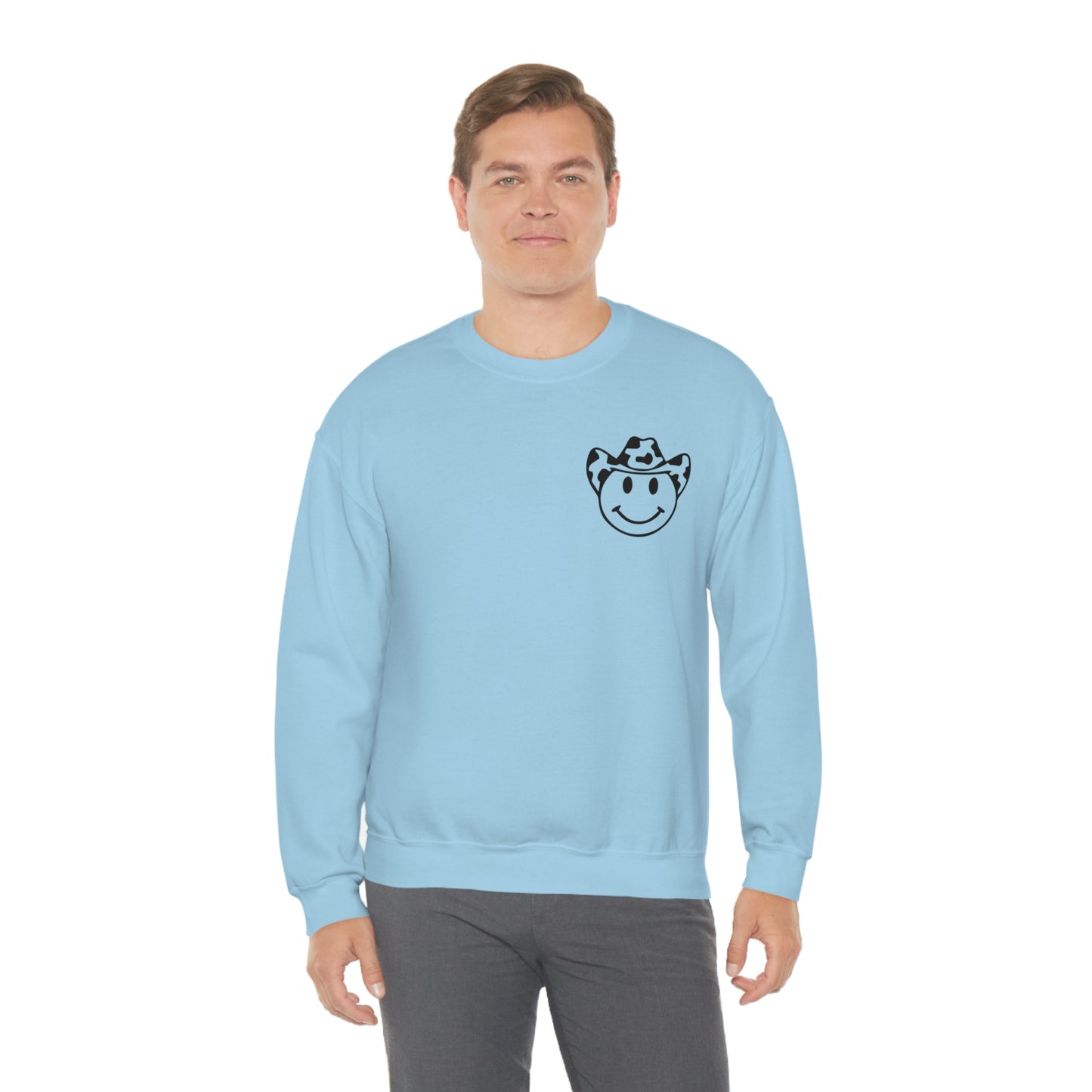 "Smiley Face HOWDY" (Front and Back Design) - Unisex Heavy Blend™ Crewneck Sweatshirt