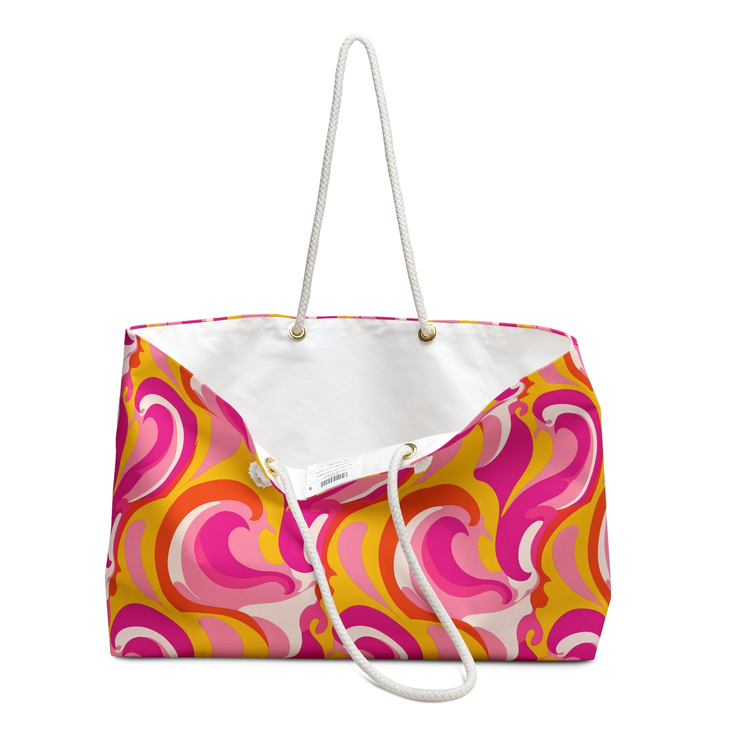 Retro Pink and Yellow Swirl Weekender Bag