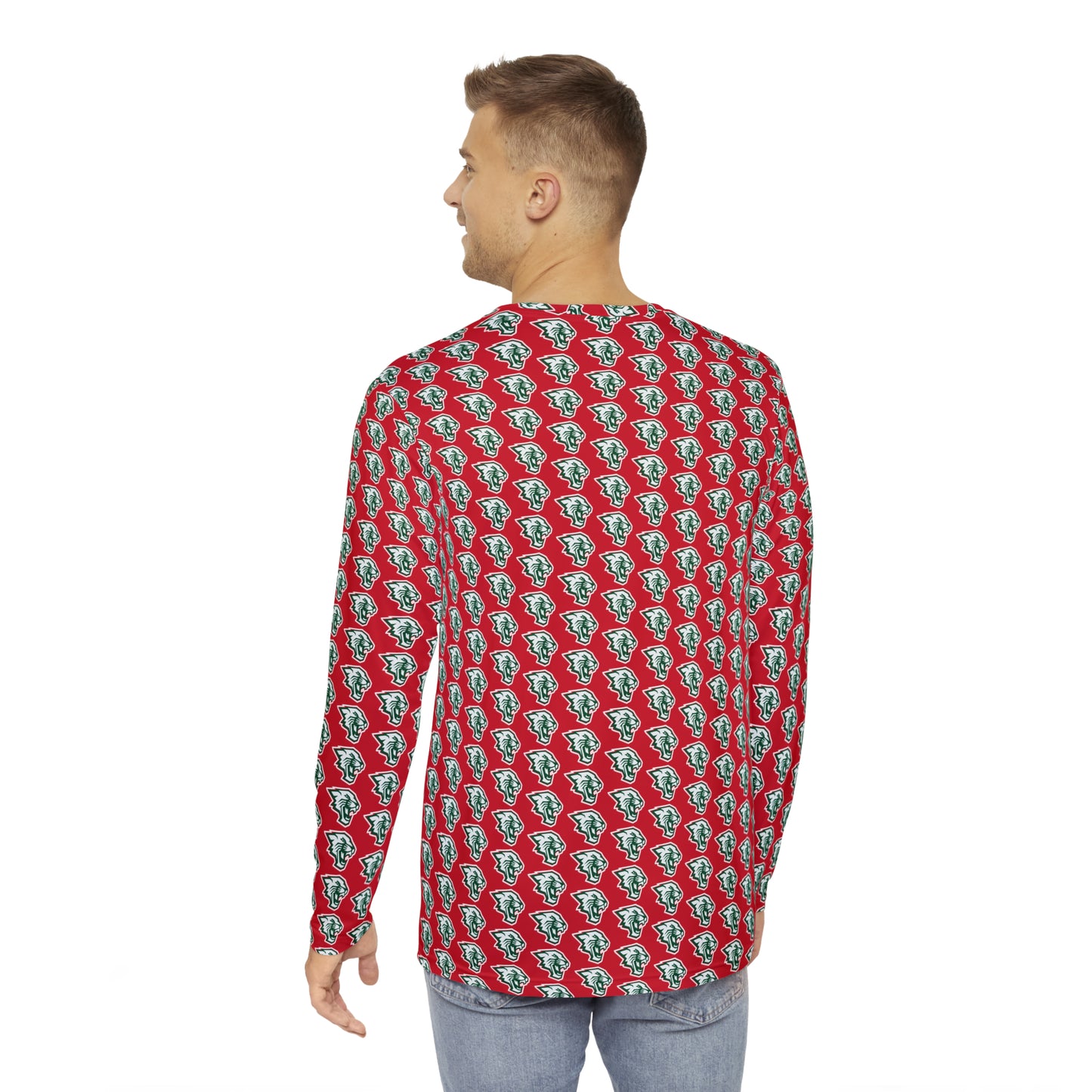 Salem Wildcats Pattern Men's Long Sleeve Shirt - Red