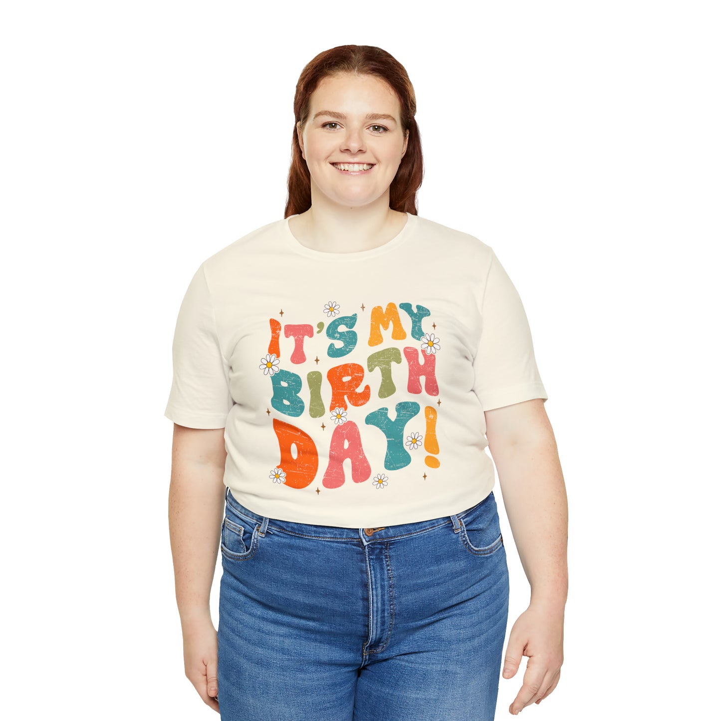 Distressed It's My Birthday Colorful Daisy T-Shirt