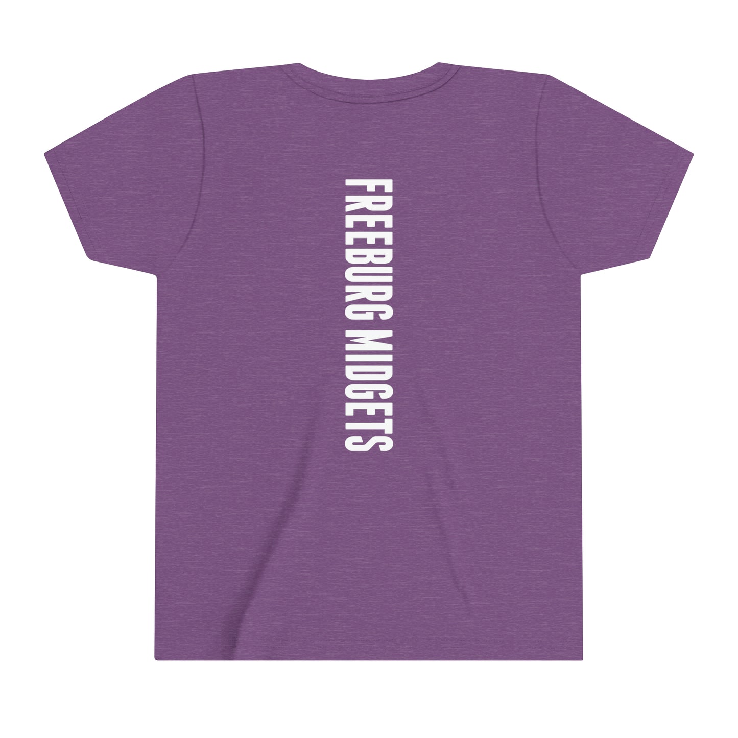 YOUTH - Front and Back Design - Varsity F Vertical Freeburg Midgets Logo - Short Sleeve Tee