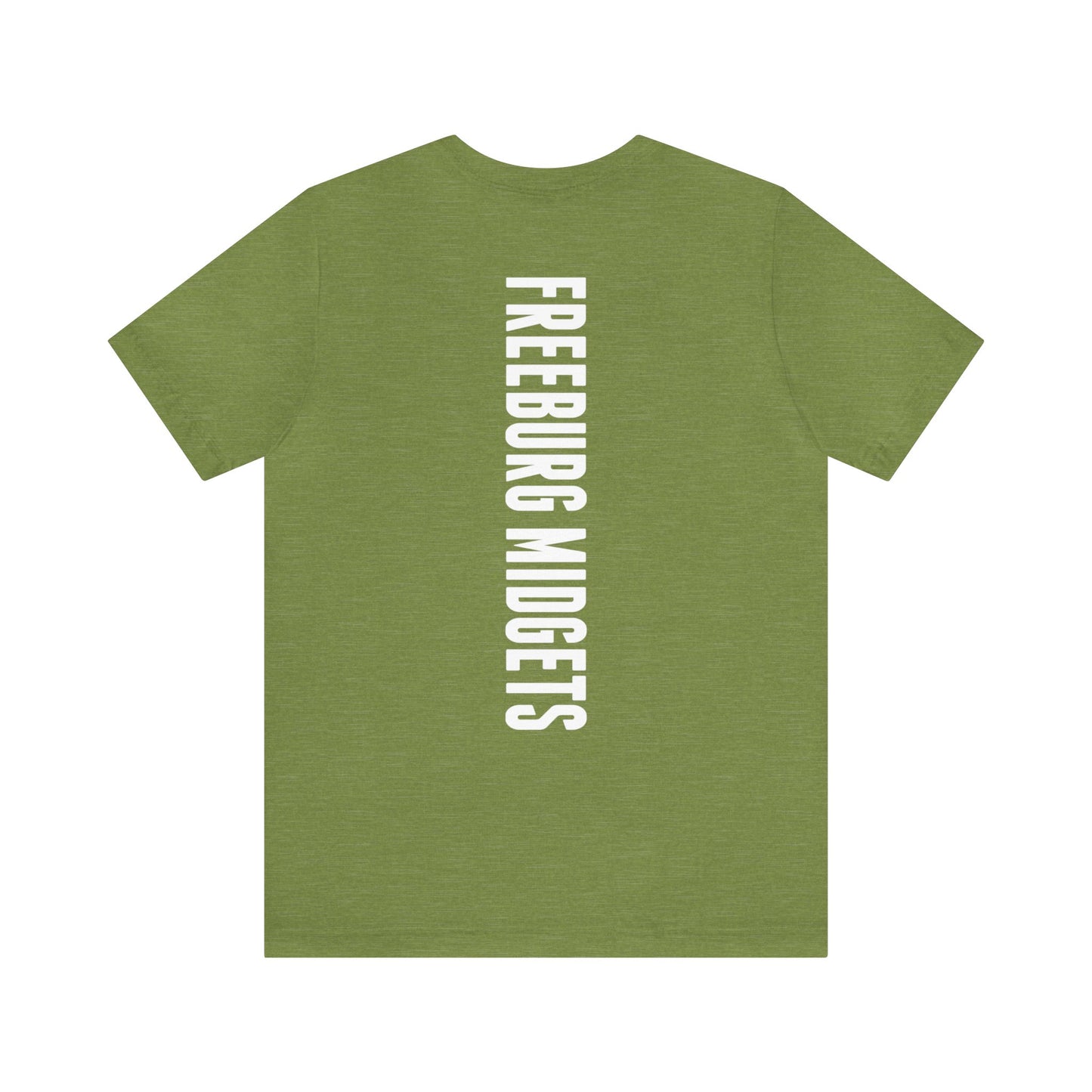 Front and Back Design - Varsity F Vertical Freeburg Midgets Logo Bella Jersey Short Sleeve Tee (Unisex)