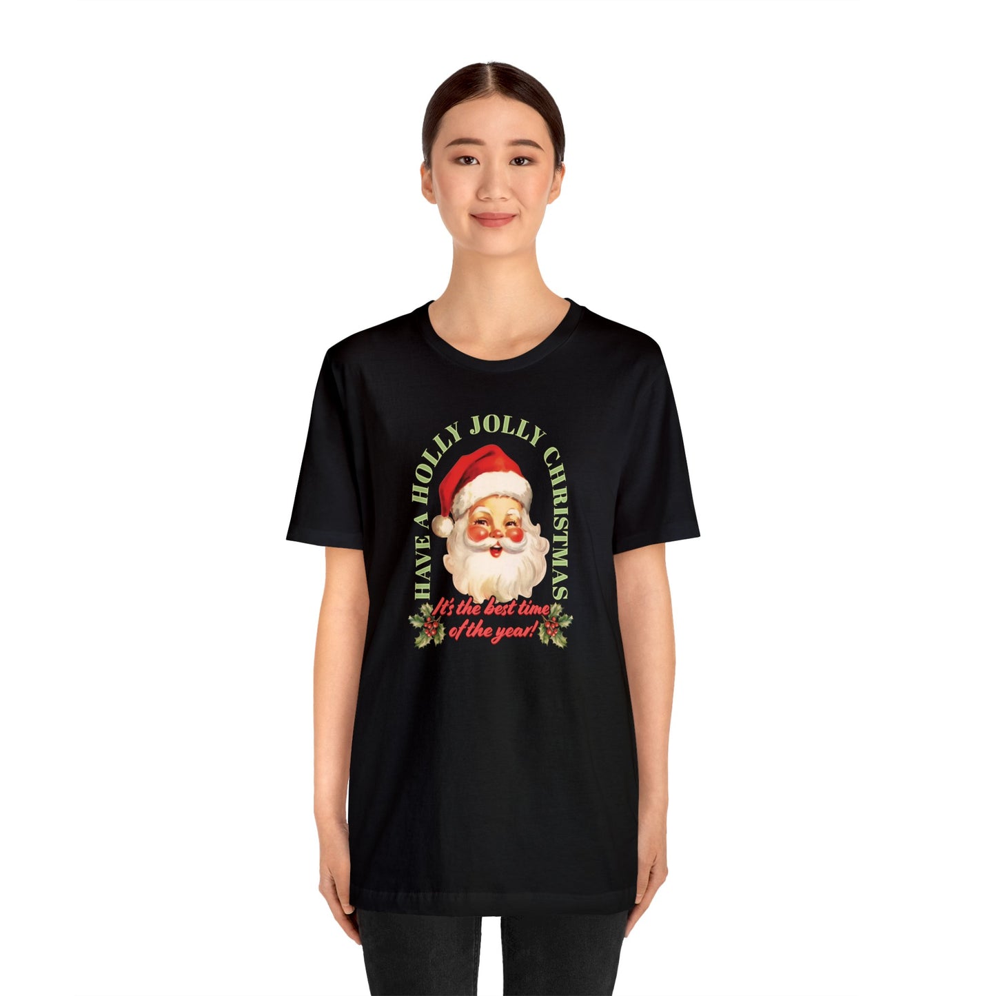 Have a Holly Jolly Christmas Arched Classic Santa Bella Jersey Short Sleeve Tee (Unisex)