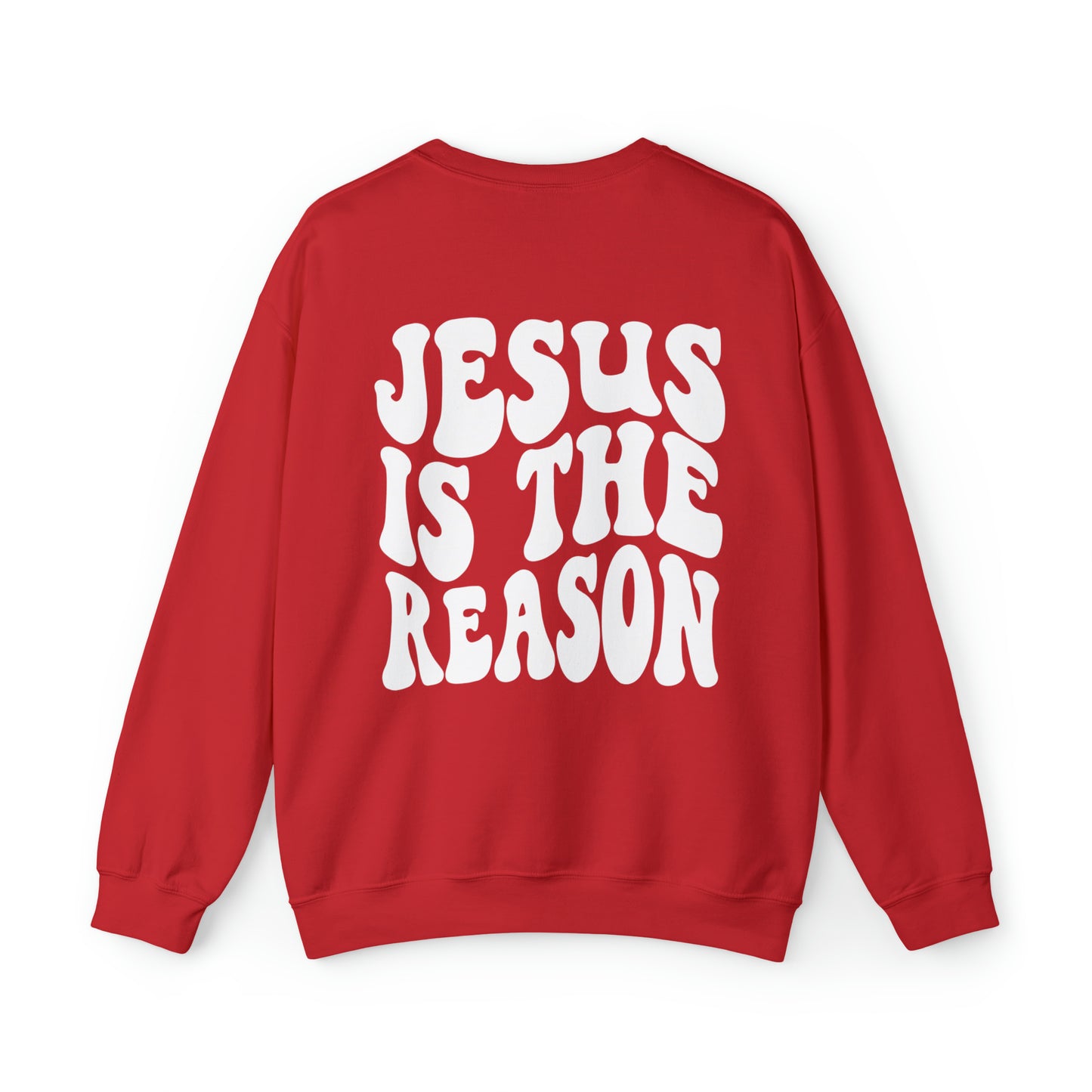 Jesus is the Reason Front & Back Design White Logo Unisex Heavy Blend™ Crewneck Sweatshirt