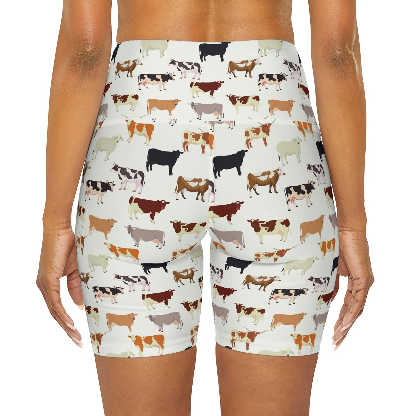 Many Cow Breed Patterned Yoga Shorts