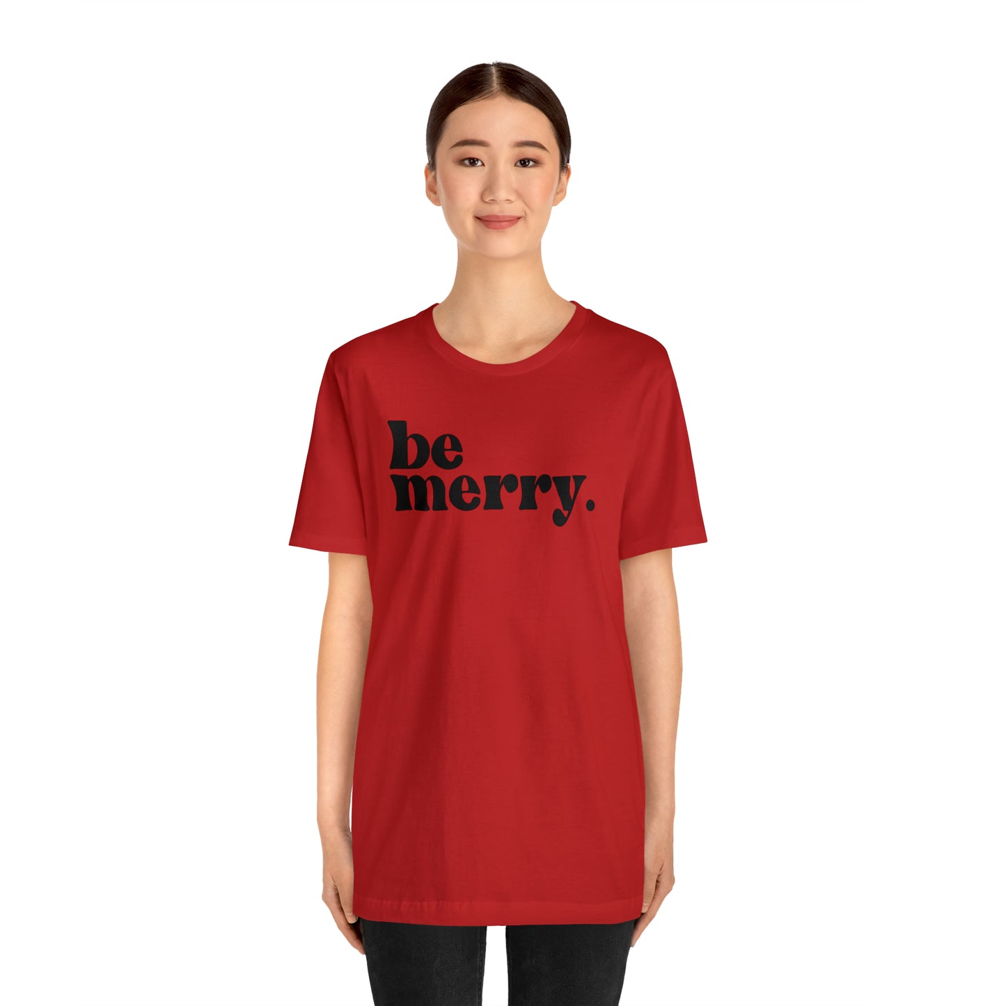 Be Merry Christmas/ Holiday Bella Jersey Short Sleeve Tee (Unisex)