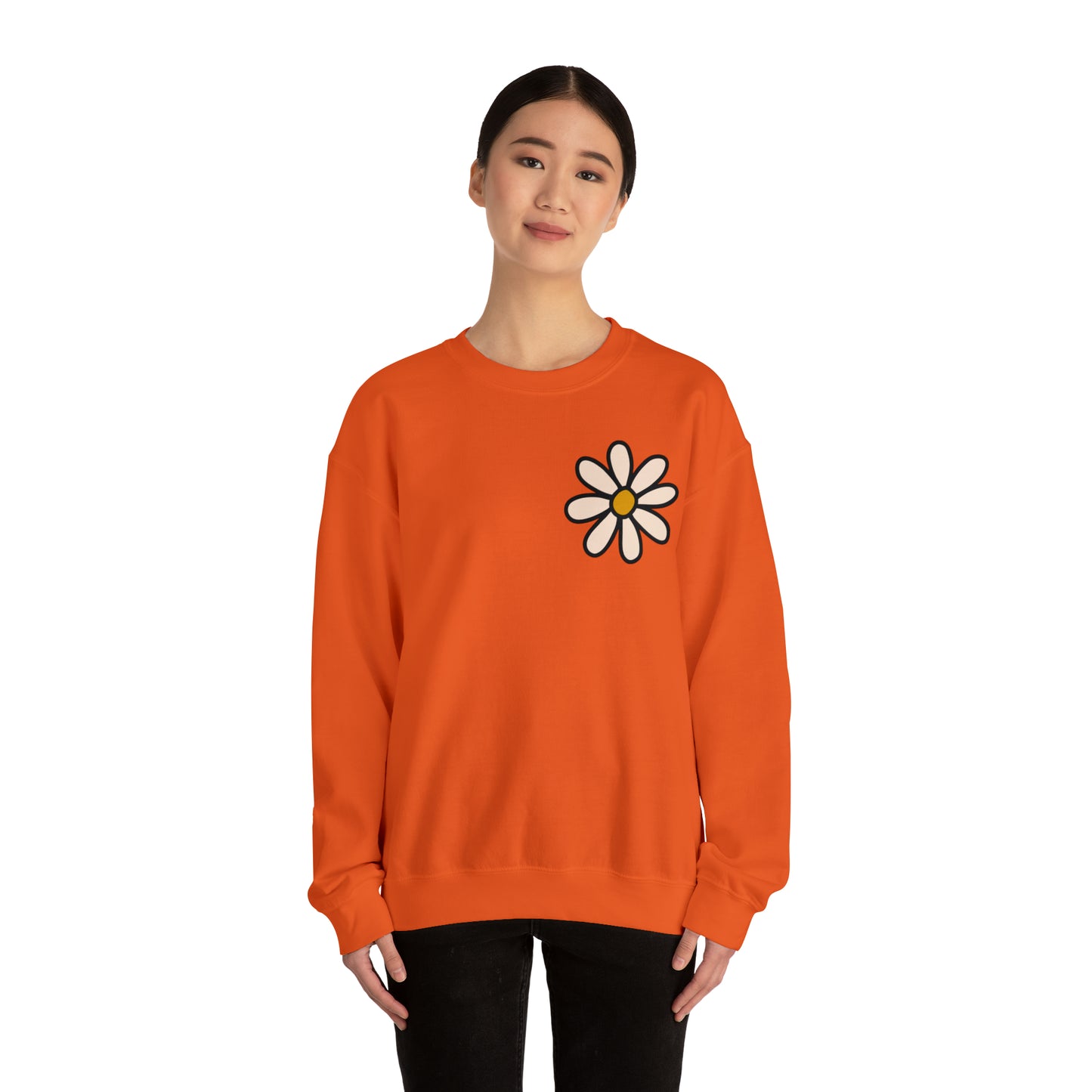 Distressed Daisy Love Like Jesus - Front and Back Design Heavy Blend™ Crewneck Sweatshirt