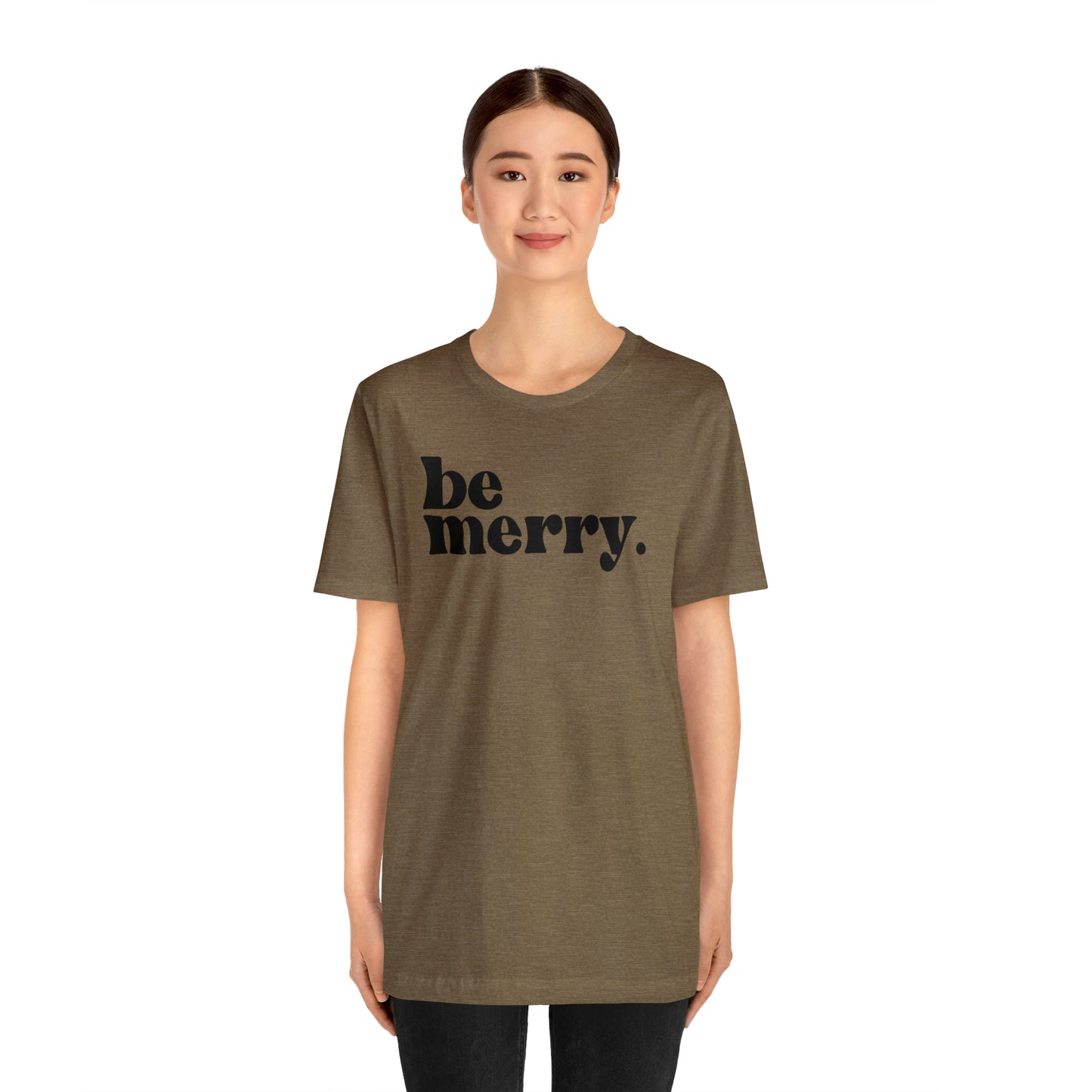 Be Merry Christmas/ Holiday Bella Jersey Short Sleeve Tee (Unisex)