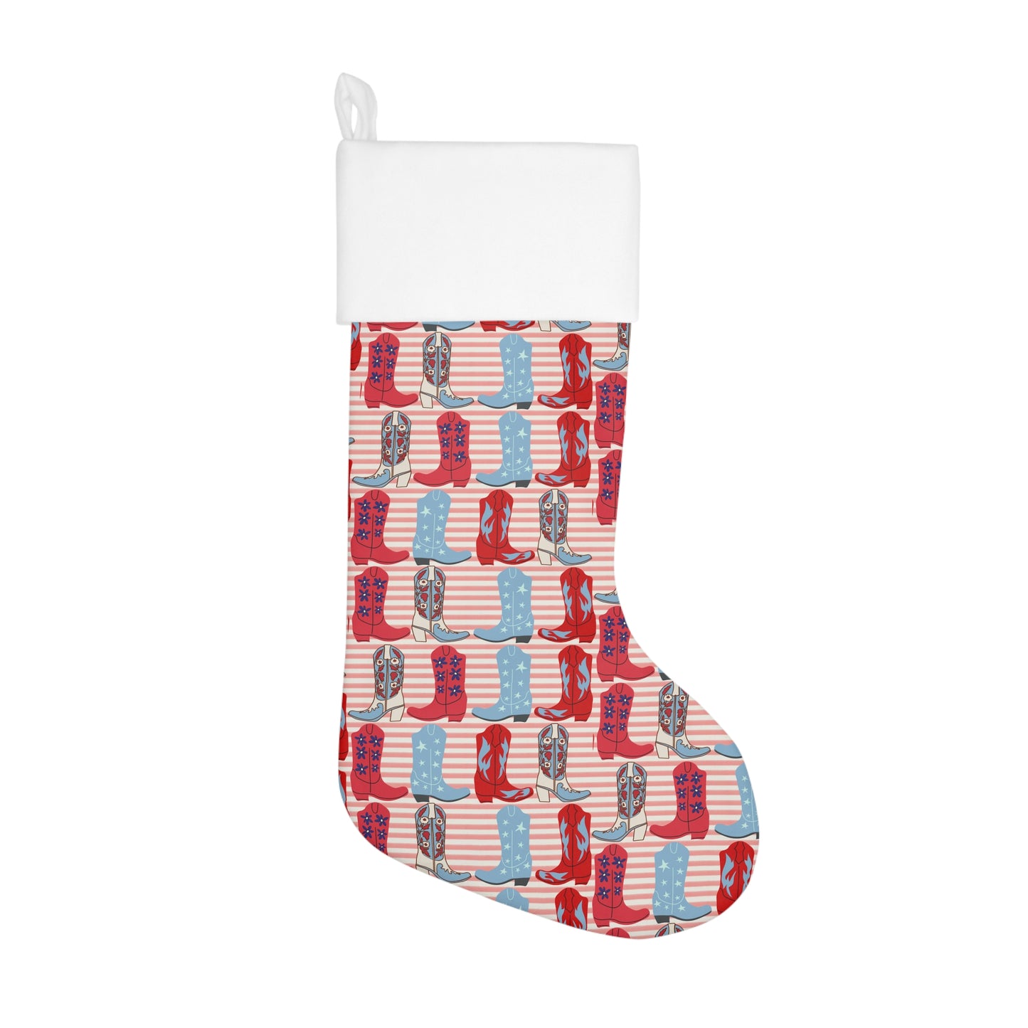 Country boots and Stripes Holiday Stocking