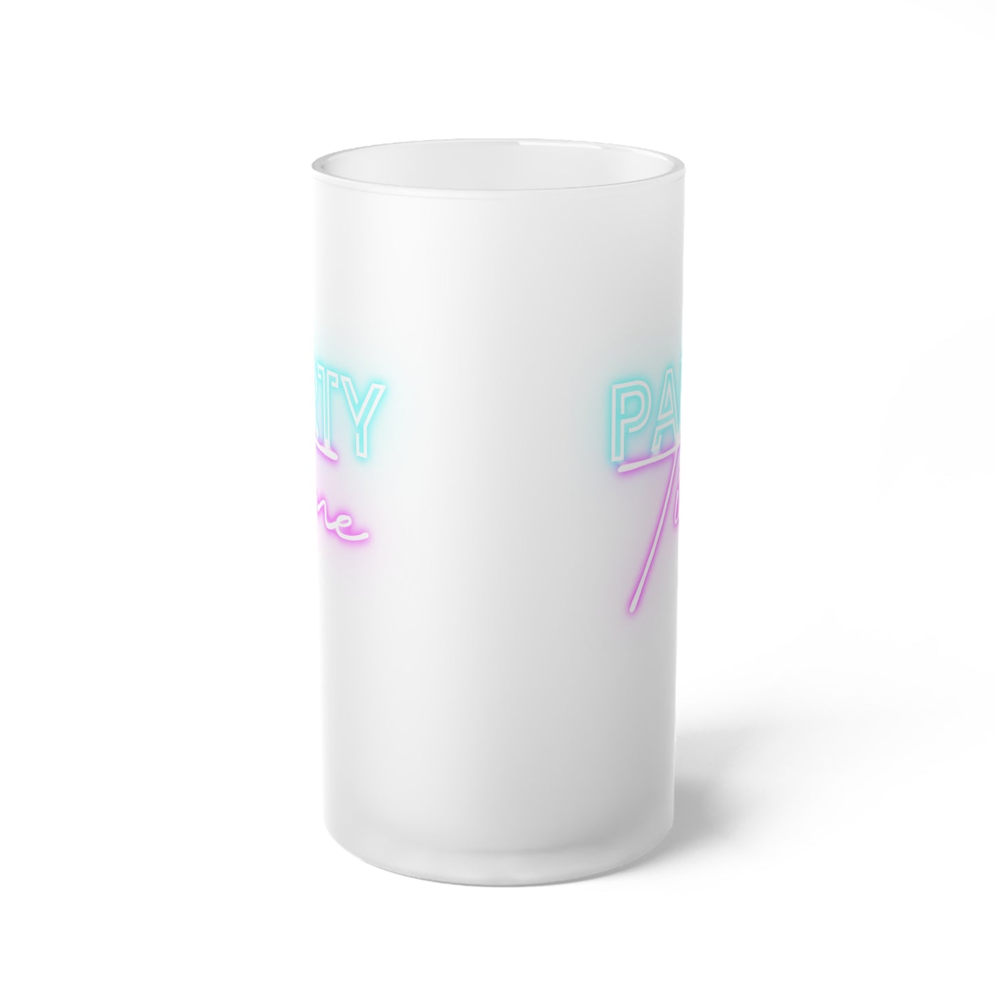 Neon Party Time Frosted Glass Beer Mug