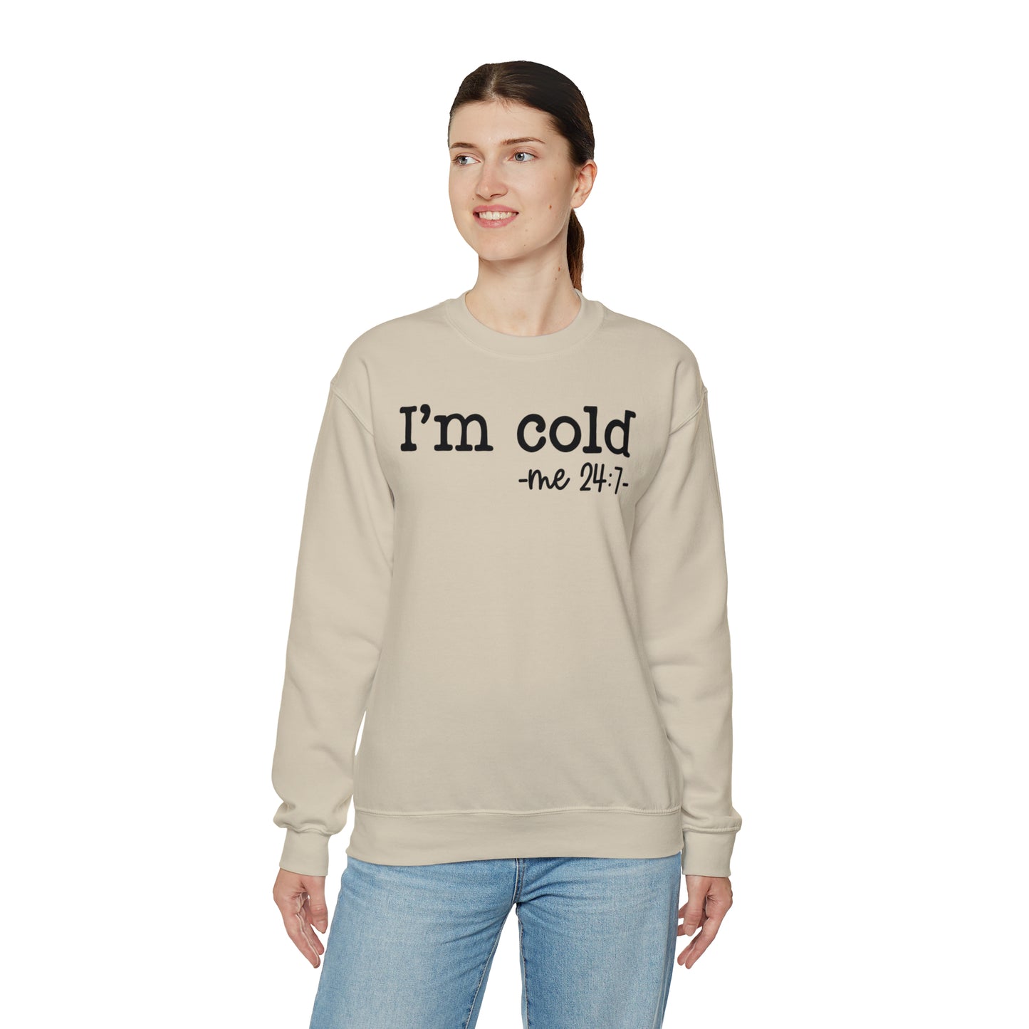 "I'm Cold 24:7" Black Logo Unisex Heavy Blend™ Crewneck Sweatshirt
