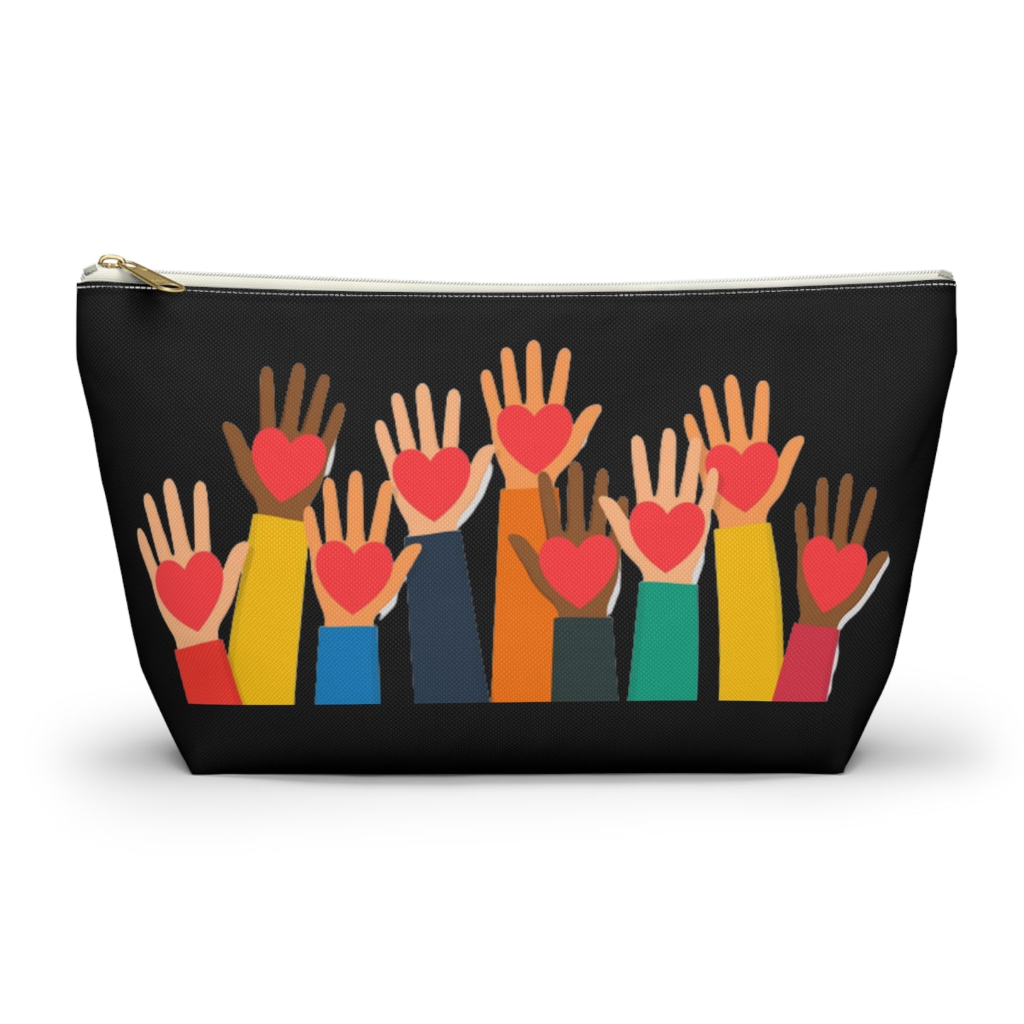 Hearts Hands and Love Print Design Accessory Pouch w T-bottom