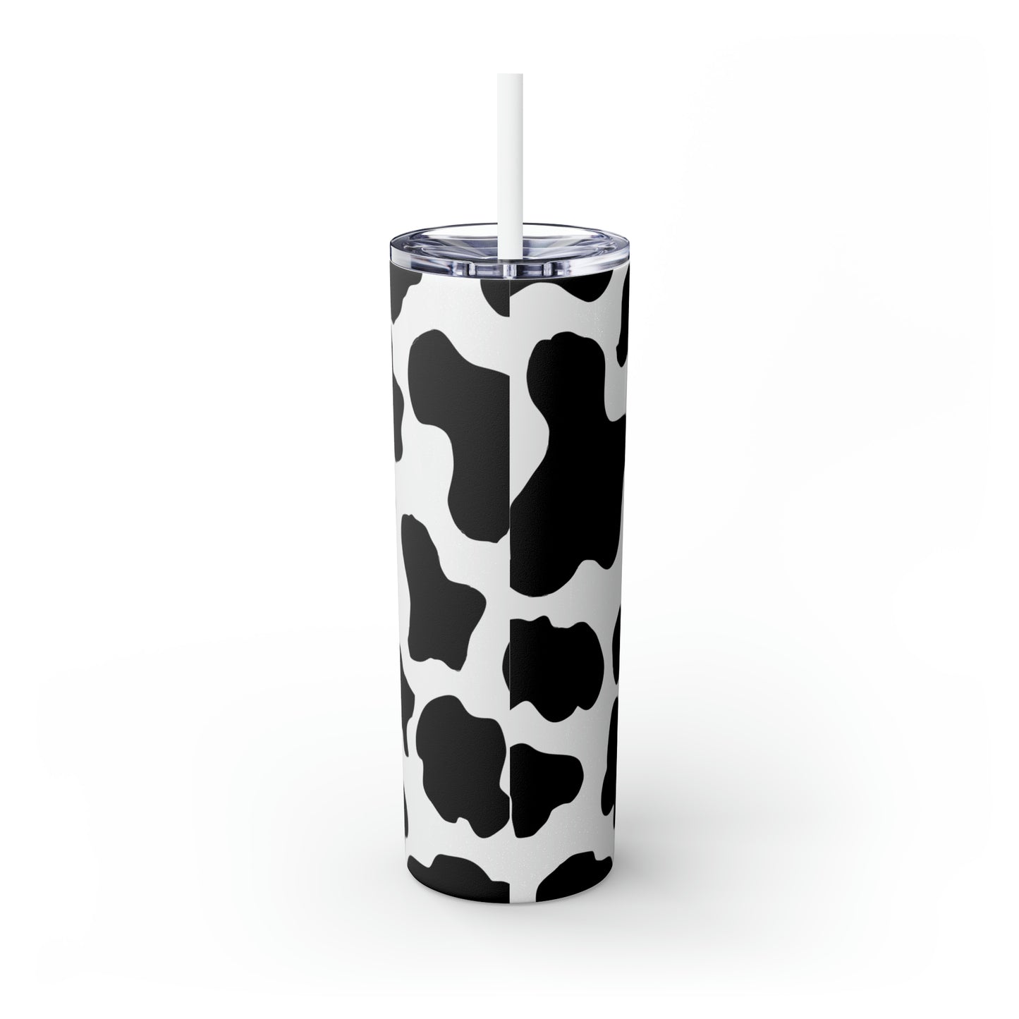 Country Cow Print Skinny Tumbler with Straw, 20oz