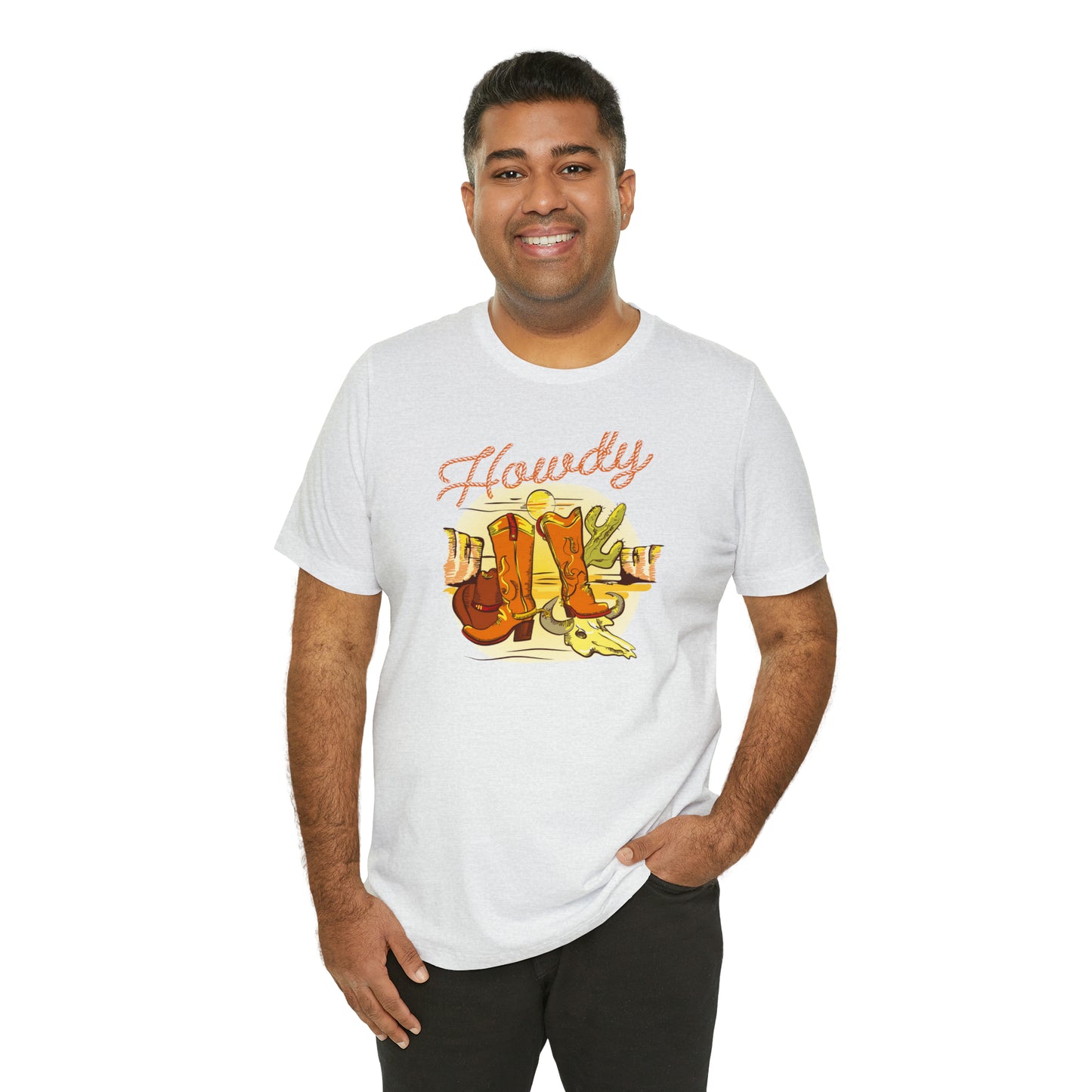 "Rope Howdy with boots" Unisex Jersey Short Sleeve Tee