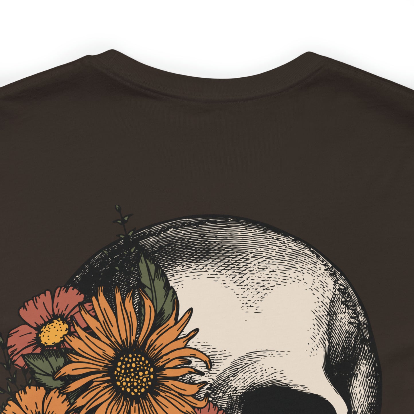 Floral Skeleton Head Front and Back Design T-Shirt