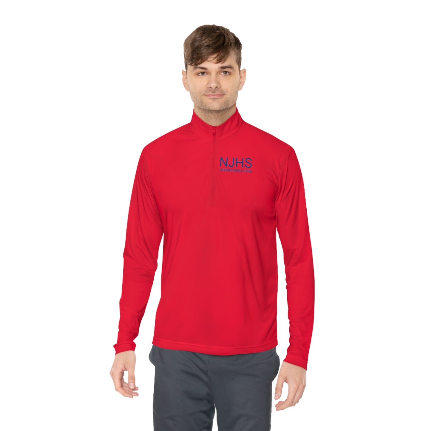 Front and Back Design - Freeburg Middle School NJHS Blue Print Unisex Quarter-Zip Pullover
